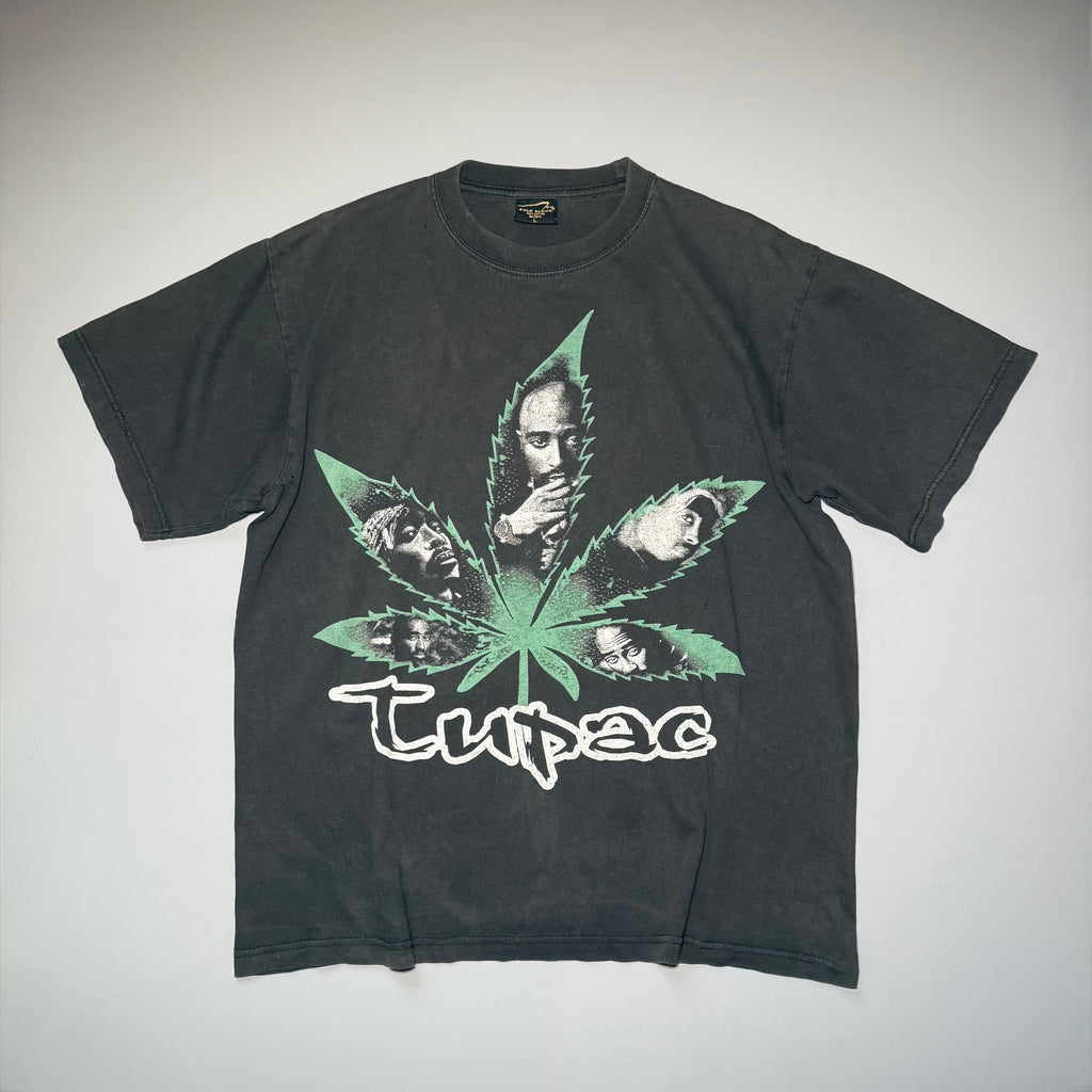 90s Tupac Shakur 2Pac Weed Leaf Graphic Tee