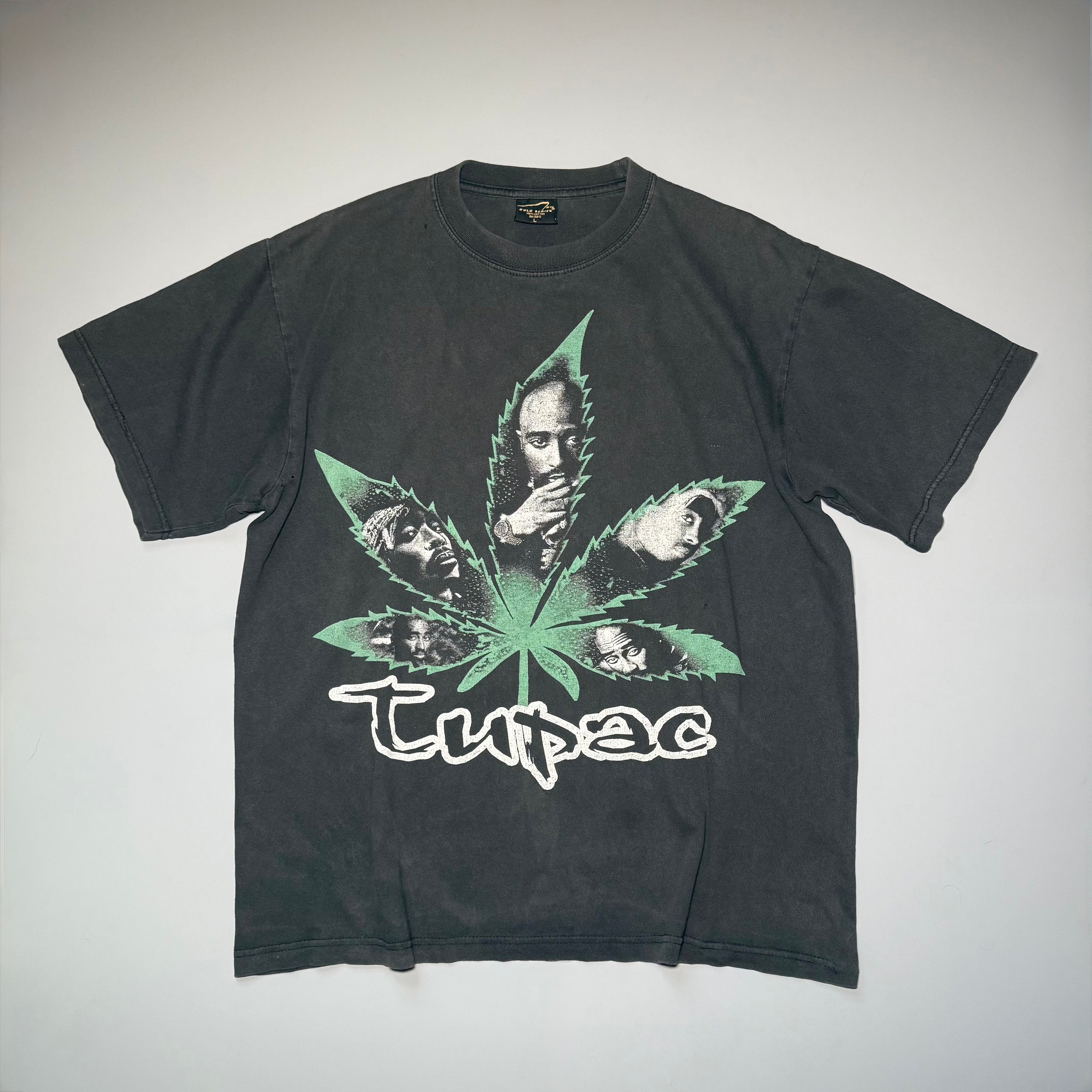 90s Tupac Shakur 2Pac Weed Leaf Graphic Tee