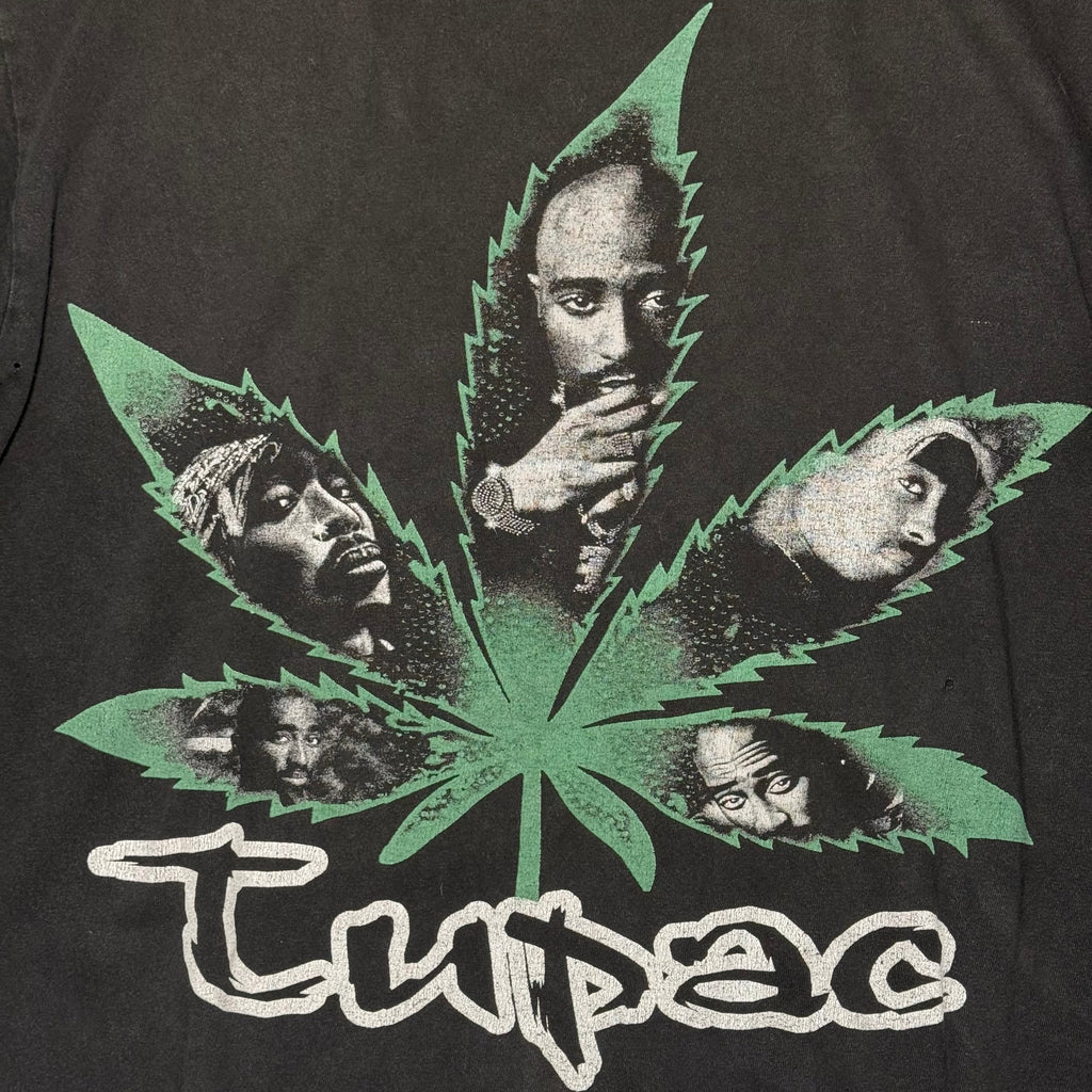 90s Tupac Shakur 2Pac Weed Leaf Graphic Tee