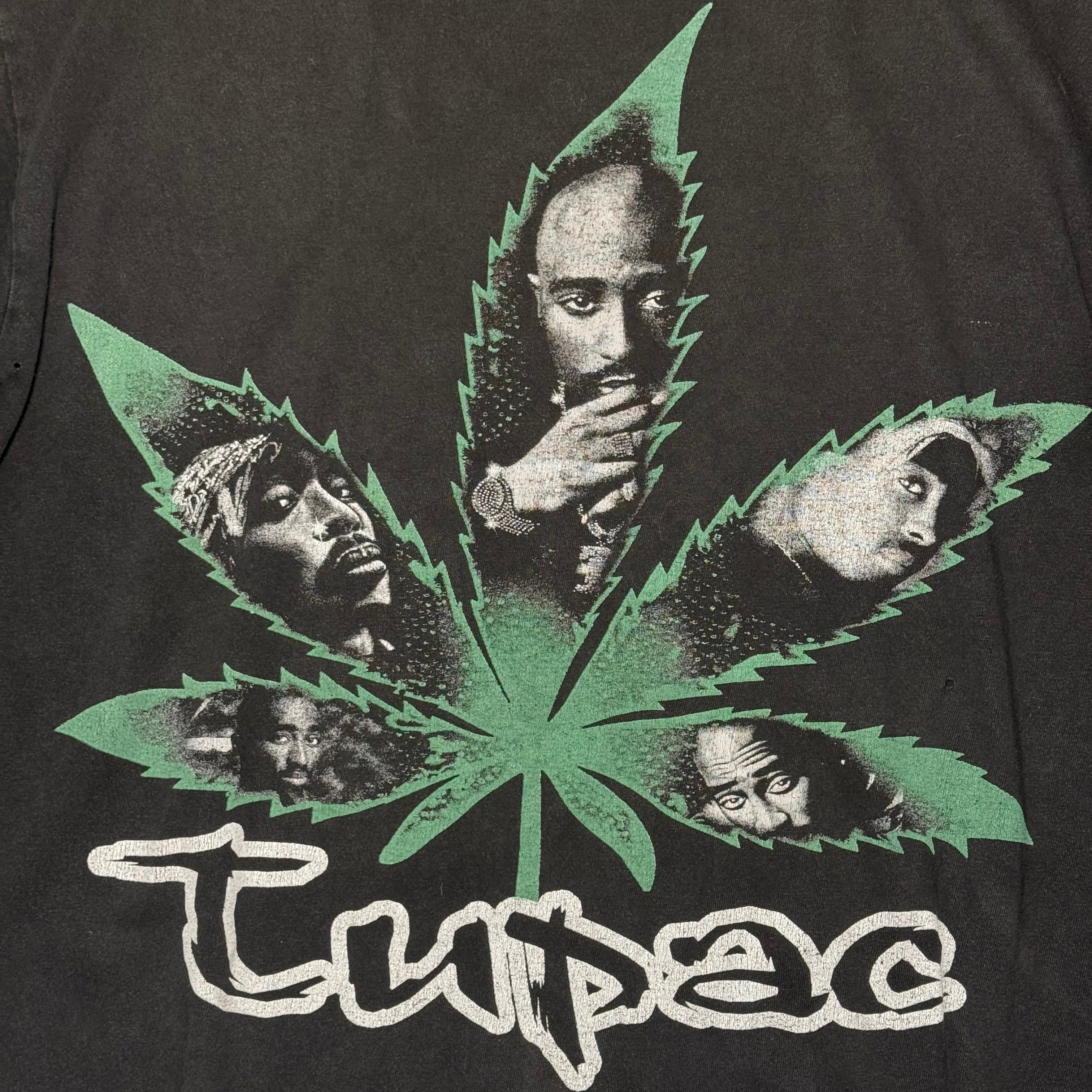 90s Tupac Shakur 2Pac Weed Leaf Graphic Tee