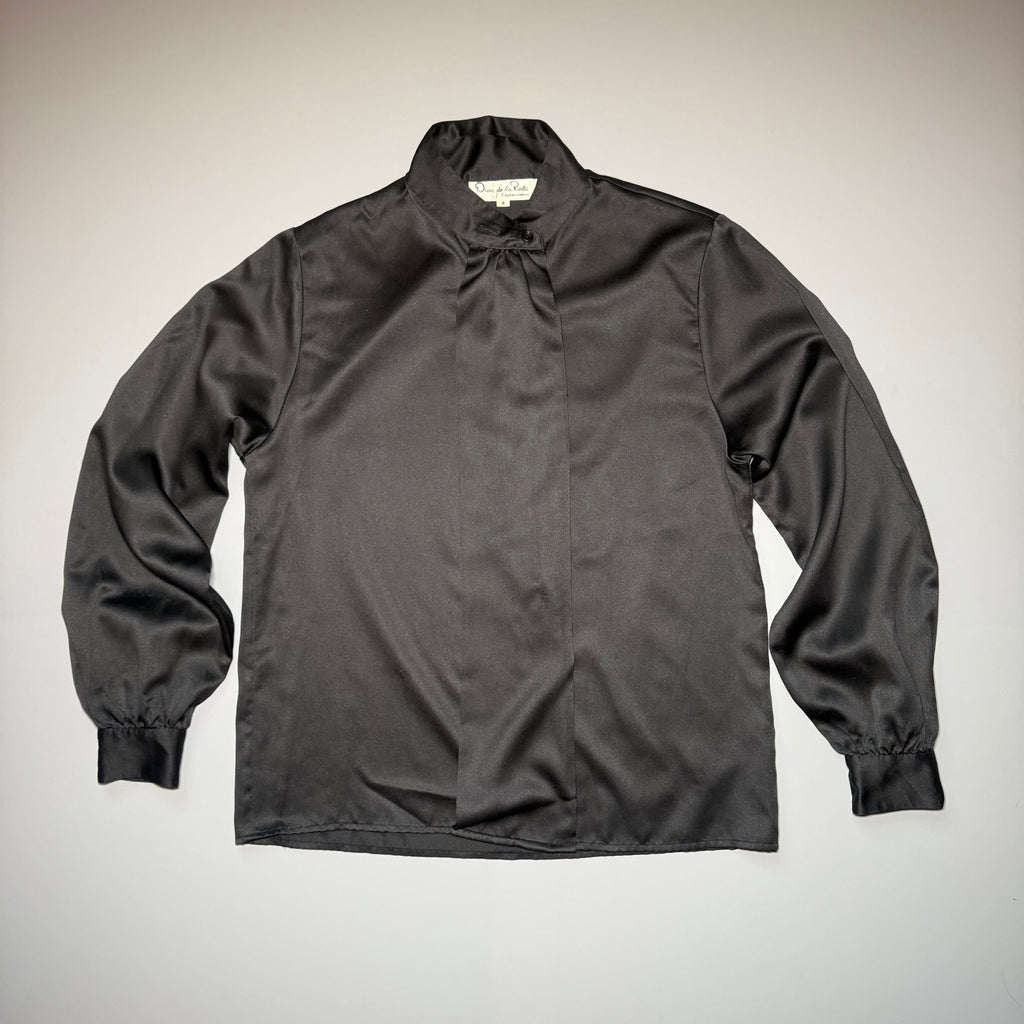 Oscar de la Renta Expressions Black Satin Blouse
