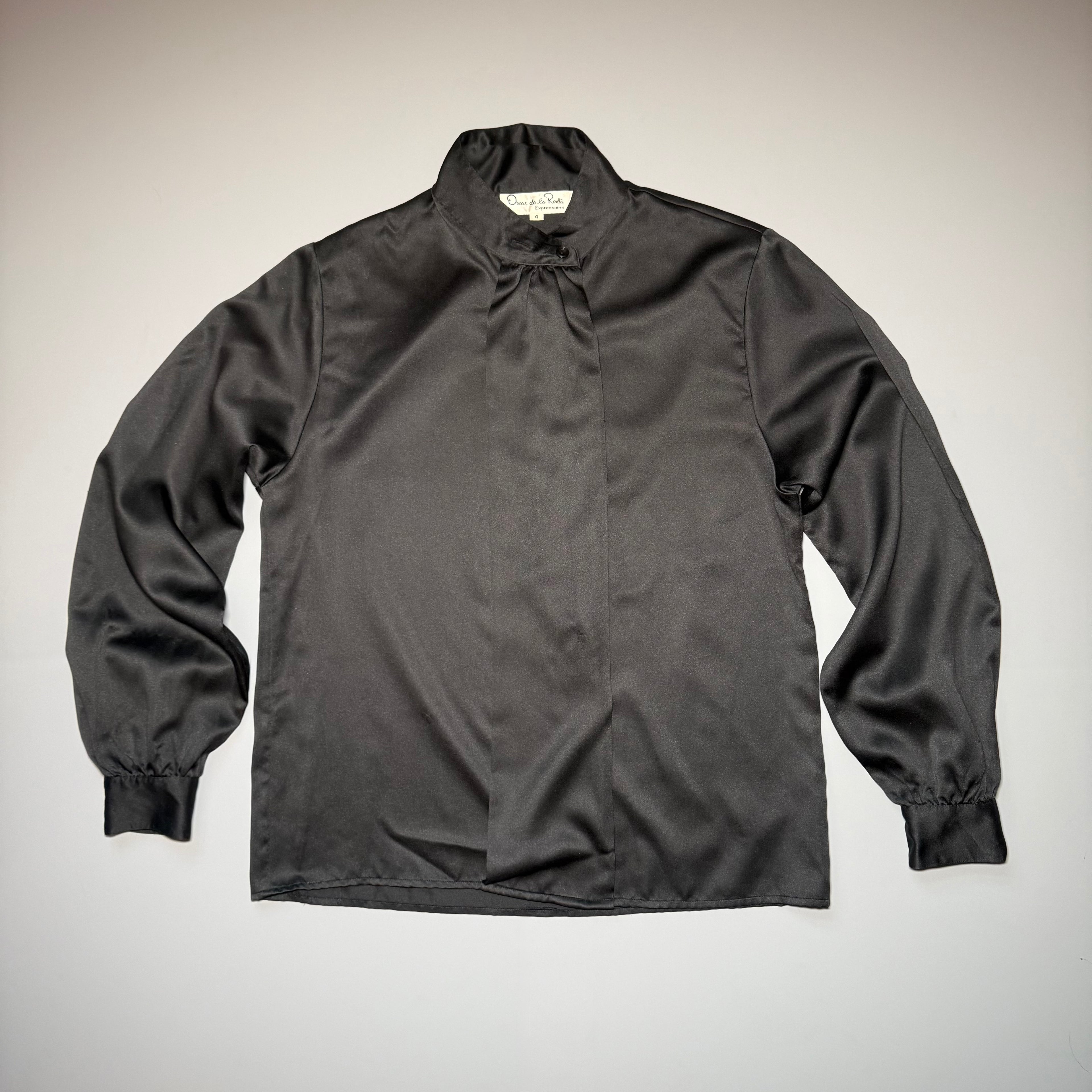 Oscar de la Renta Expressions Black Satin Blouse