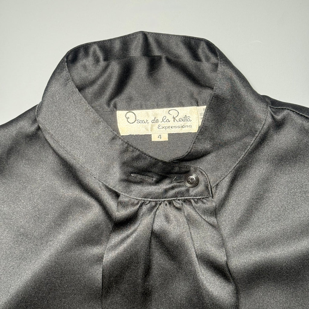 Oscar de la Renta Expressions Black Satin Blouse