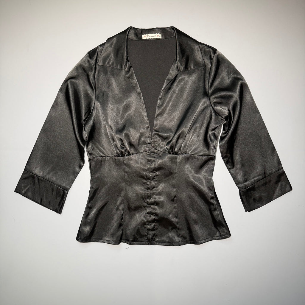 Y2K Forever 21 Satin Hook & Eye Blouse