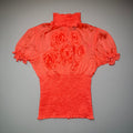 Rare Vintage Bebe Silk Rosette Smocked Top