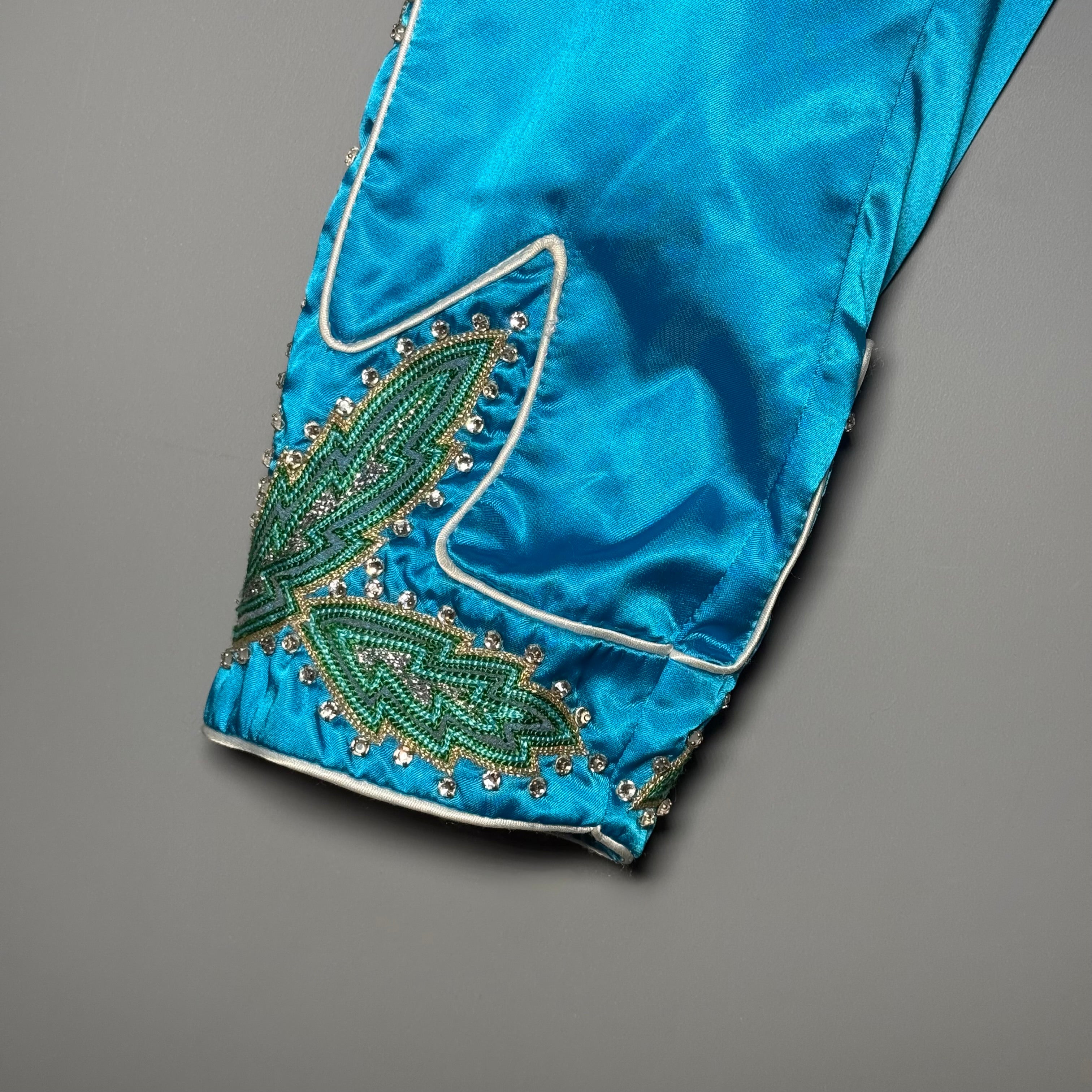 RARE Moschino SS17 Resort Runway Blue Satin Embroidered Moto Jacket