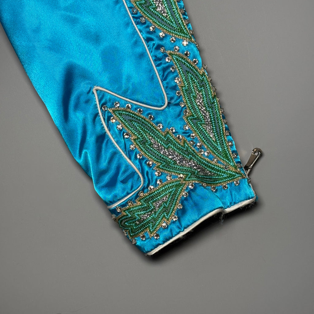 RARE Moschino SS17 Resort Runway Blue Satin Embroidered Moto Jacket