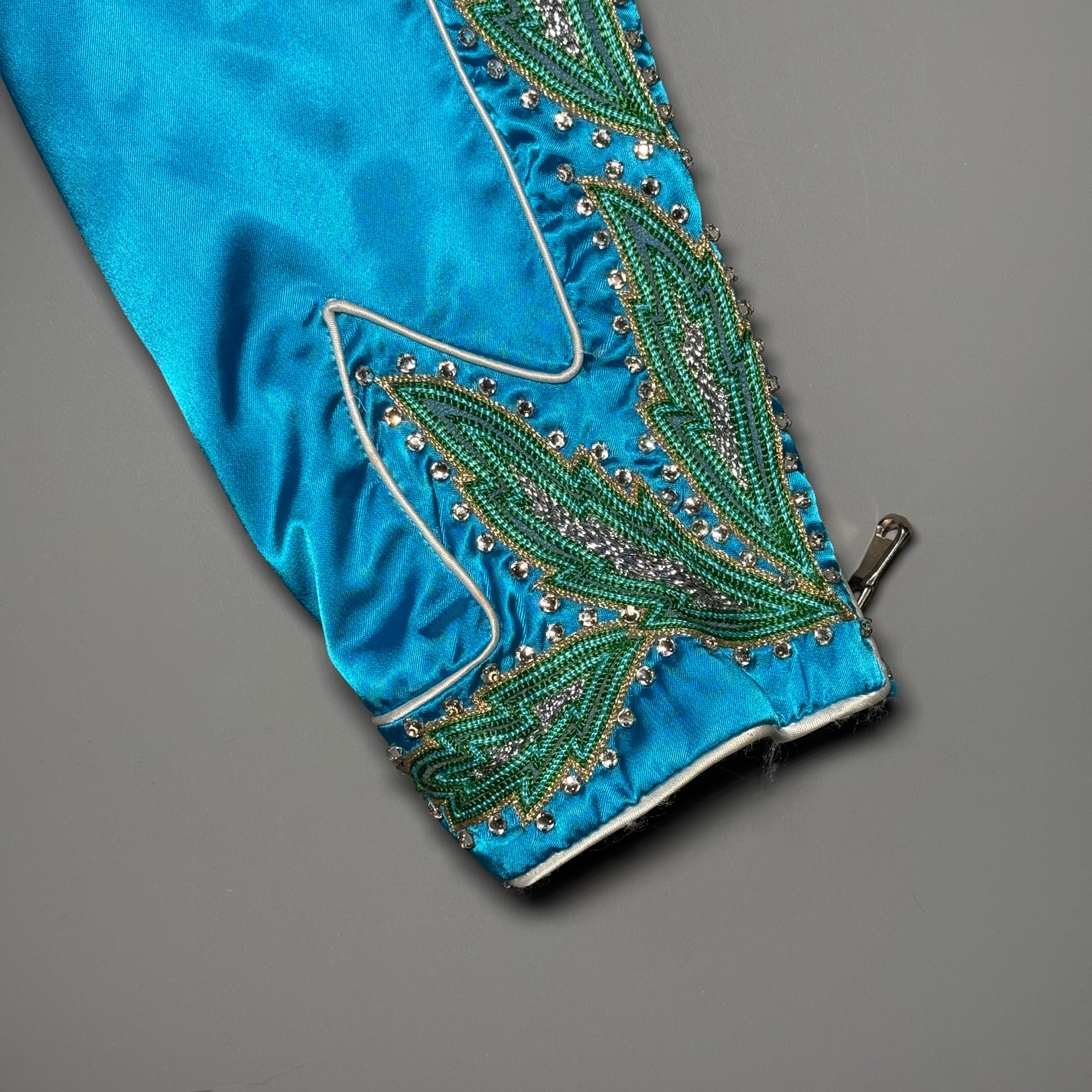 RARE Moschino SS17 Resort Runway Blue Satin Embroidered Moto Jacket