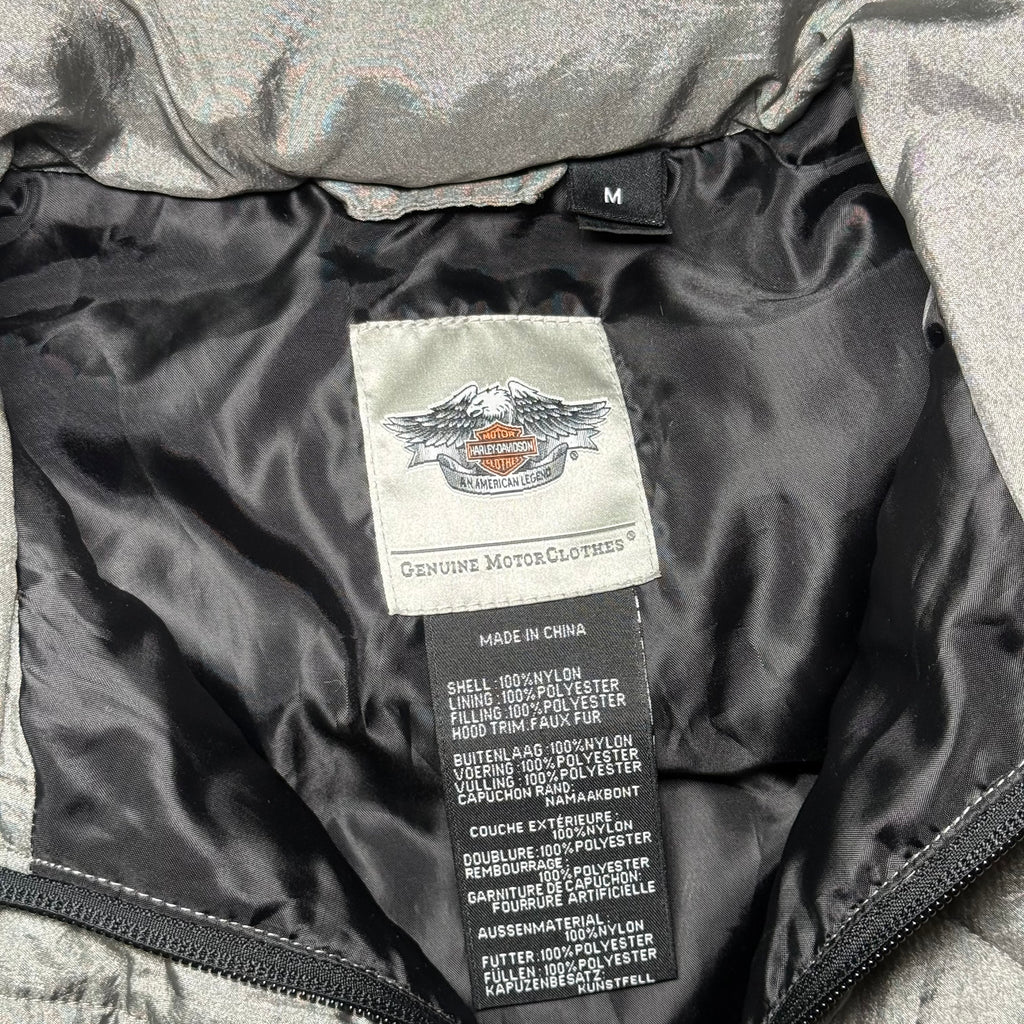 Harley-Davidson Metallic Silver Iridescent Quilted Puffer Vest