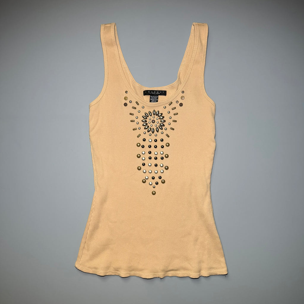 Laundry by Shelli Segal Beaded Ribbed Tank Top