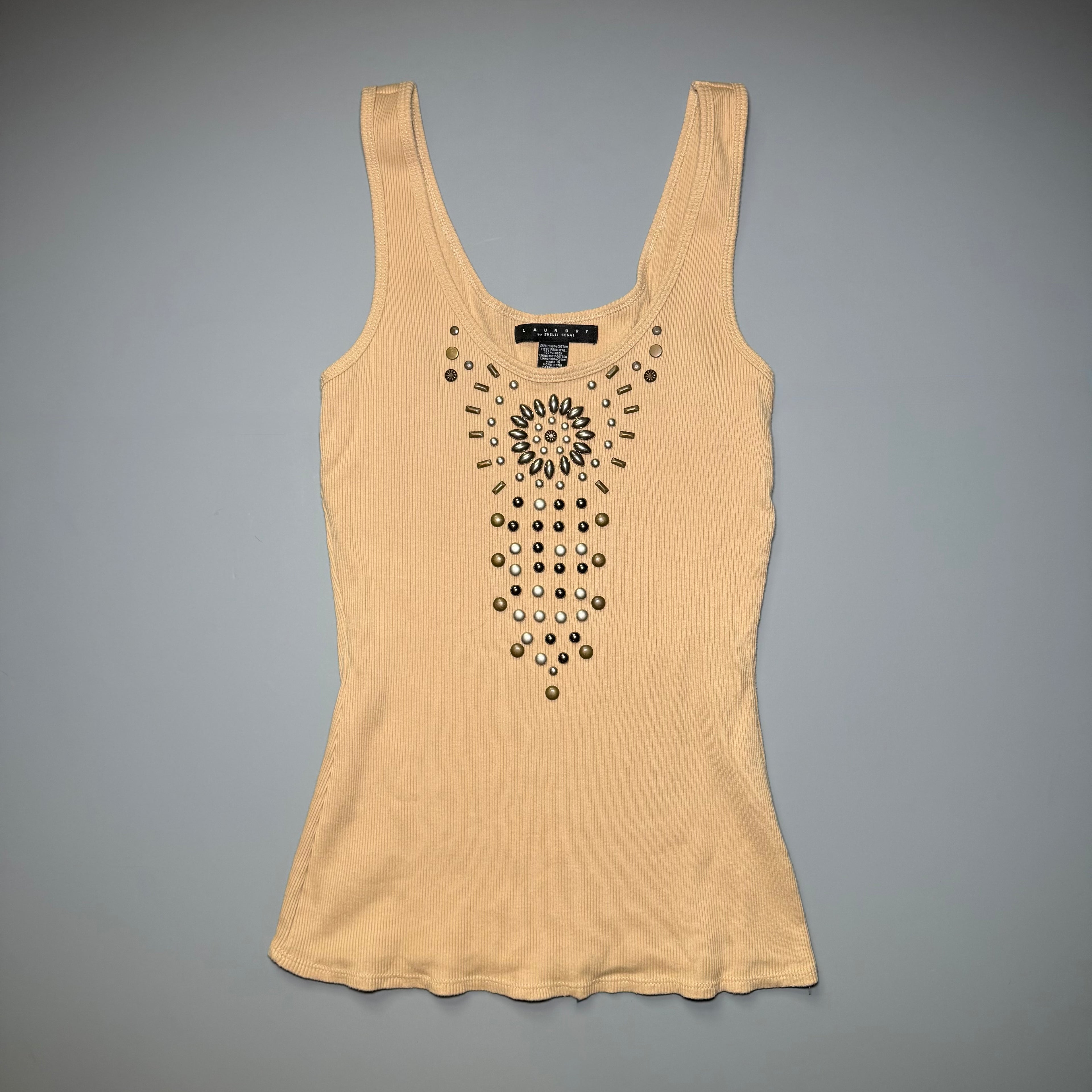 Laundry by Shelli Segal Beaded Ribbed Tank Top