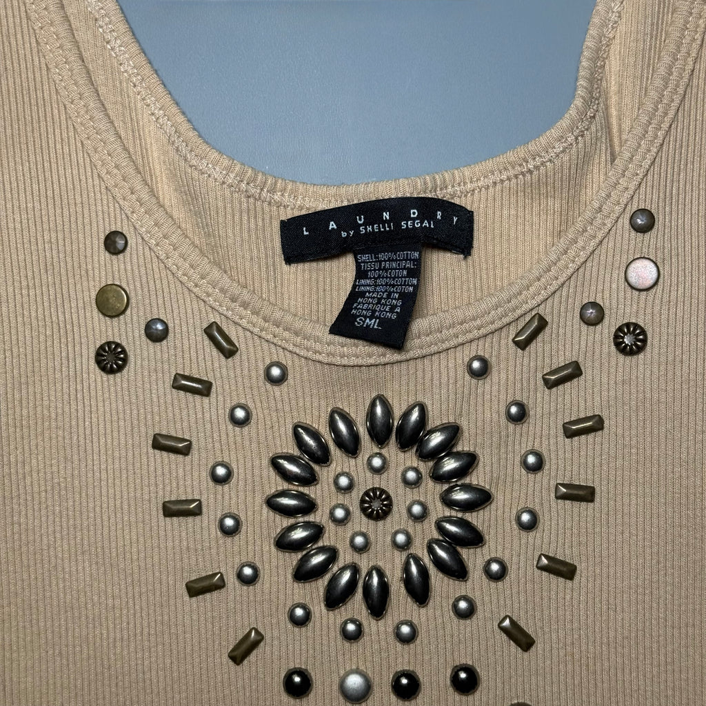 Laundry by Shelli Segal Beaded Ribbed Tank Top