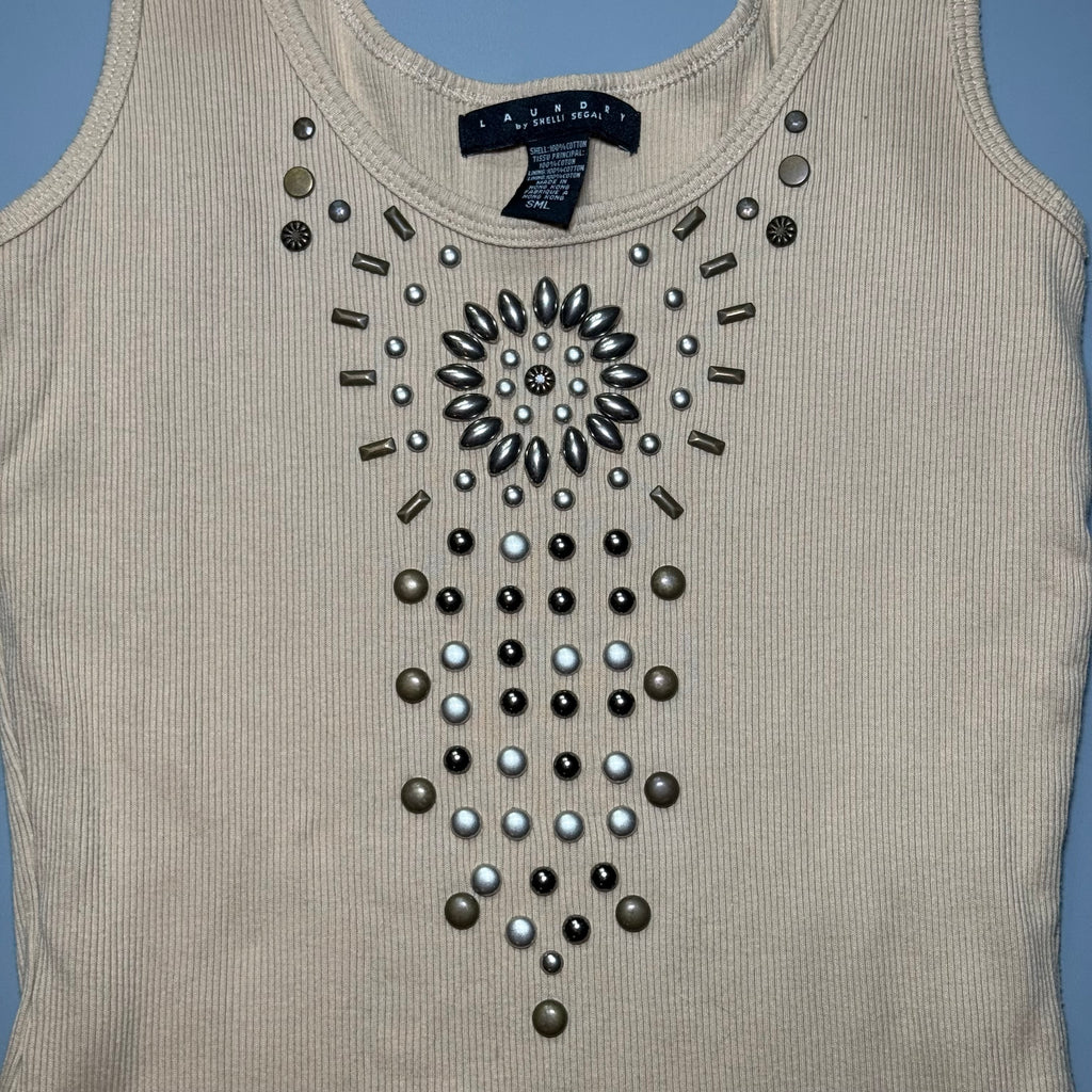 Laundry by Shelli Segal Beaded Ribbed Tank Top