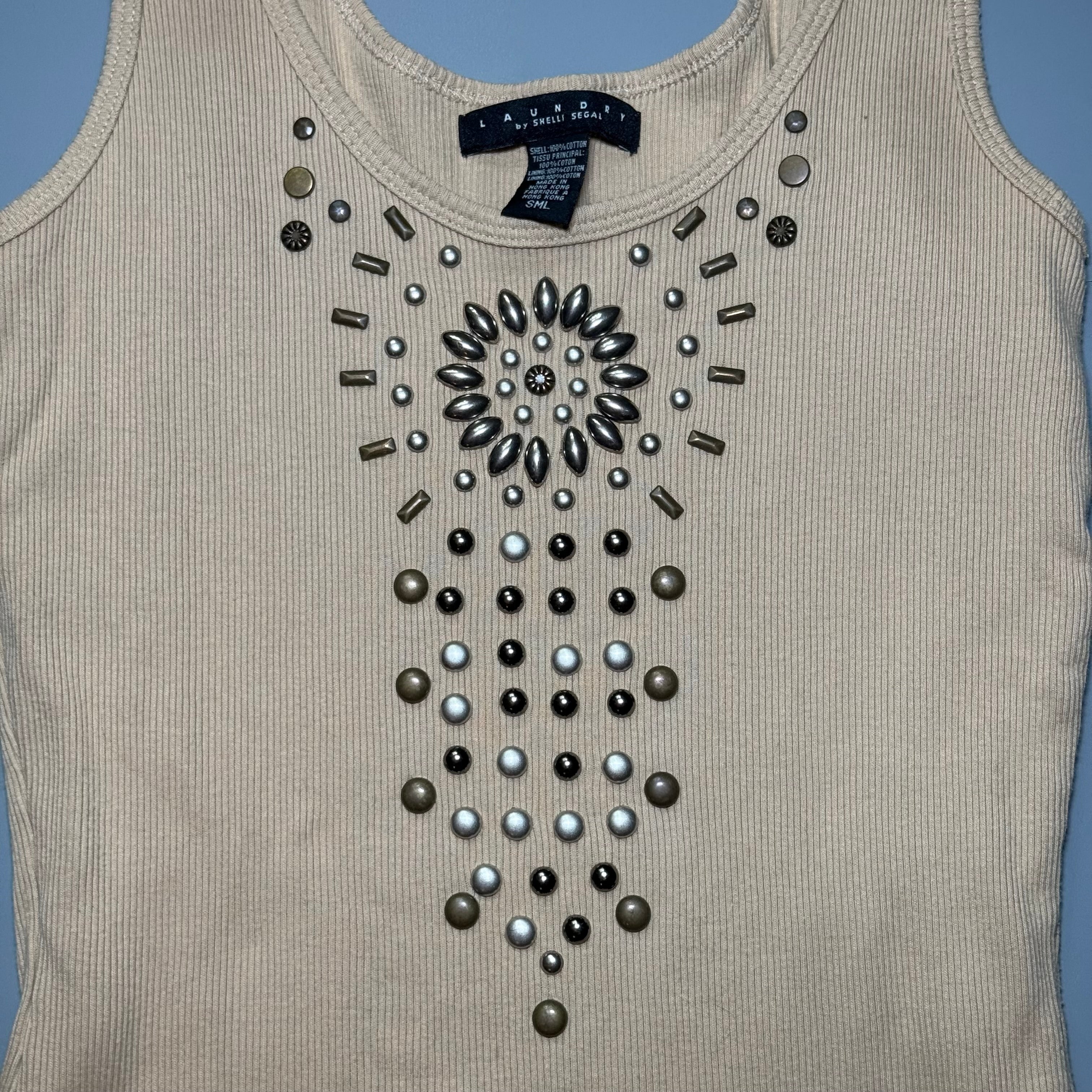 Laundry by Shelli Segal Beaded Ribbed Tank Top