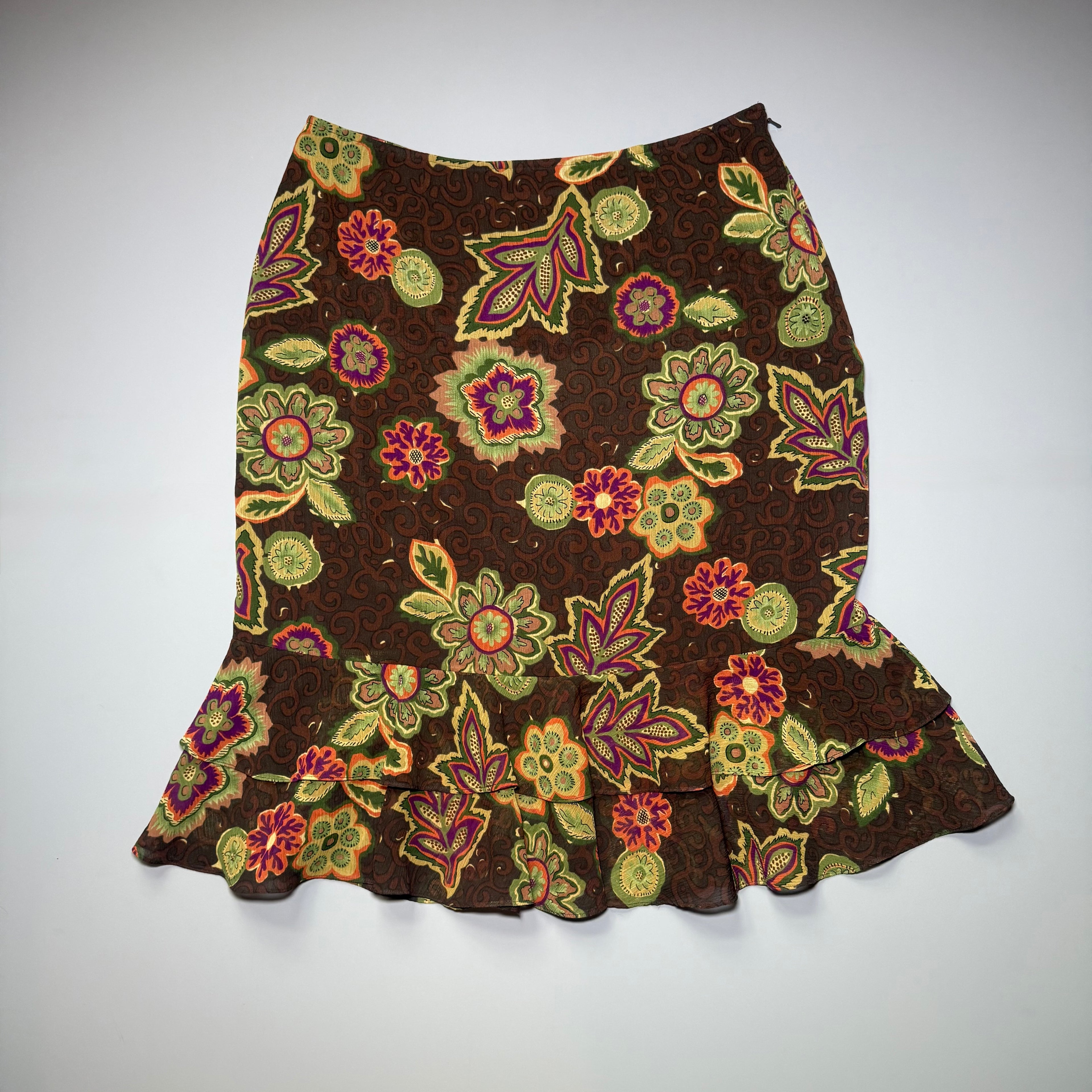 OSCAR by Oscar de la Renta Floral Tiered Mermaid Skirt