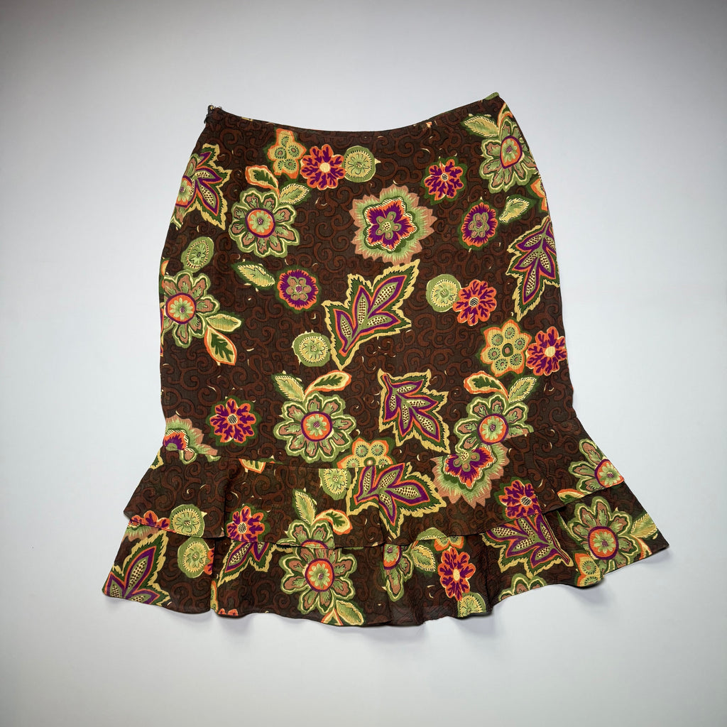 OSCAR by Oscar de la Renta Floral Tiered Mermaid Skirt