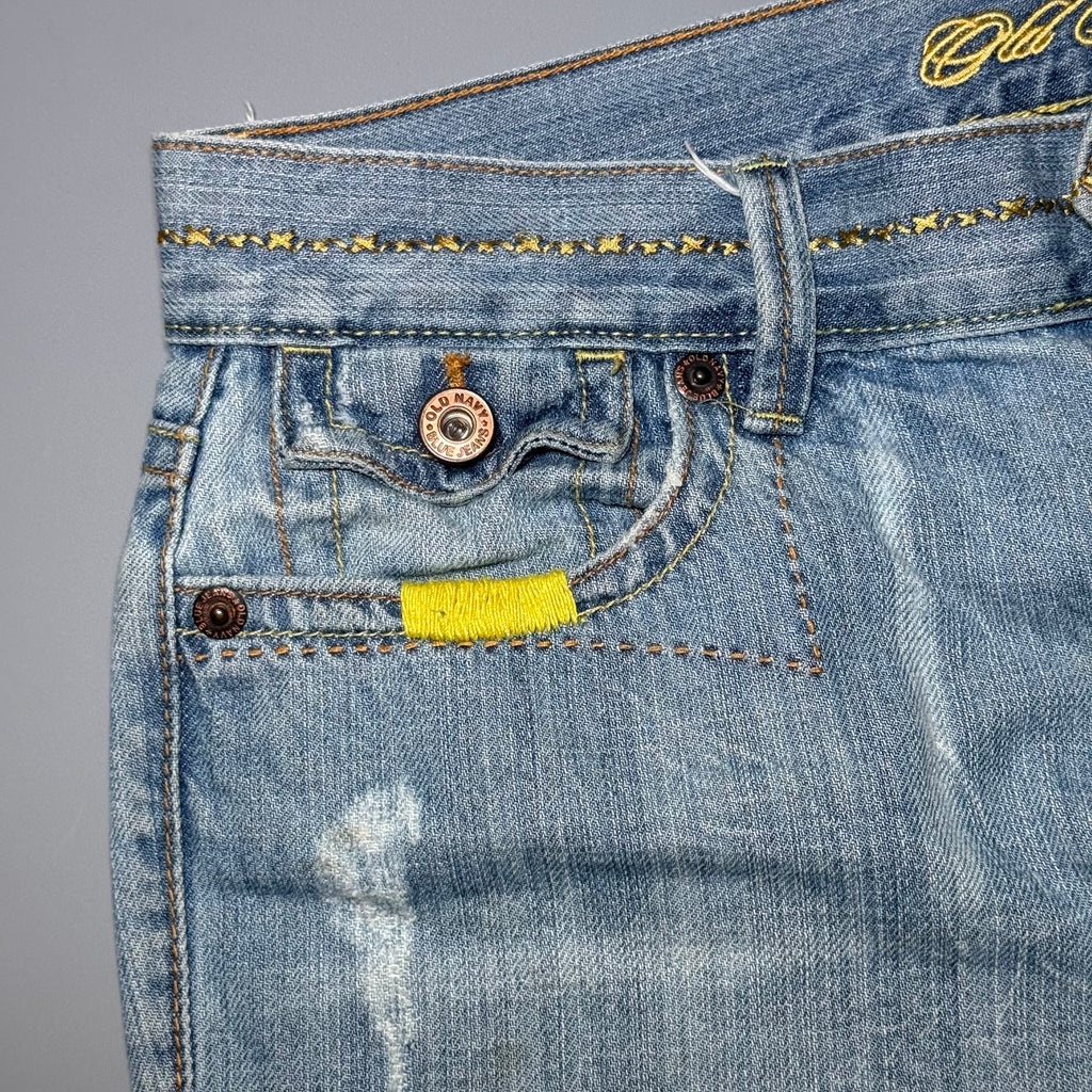 2000s Old Navy Patchwork Distressed Denim Capris