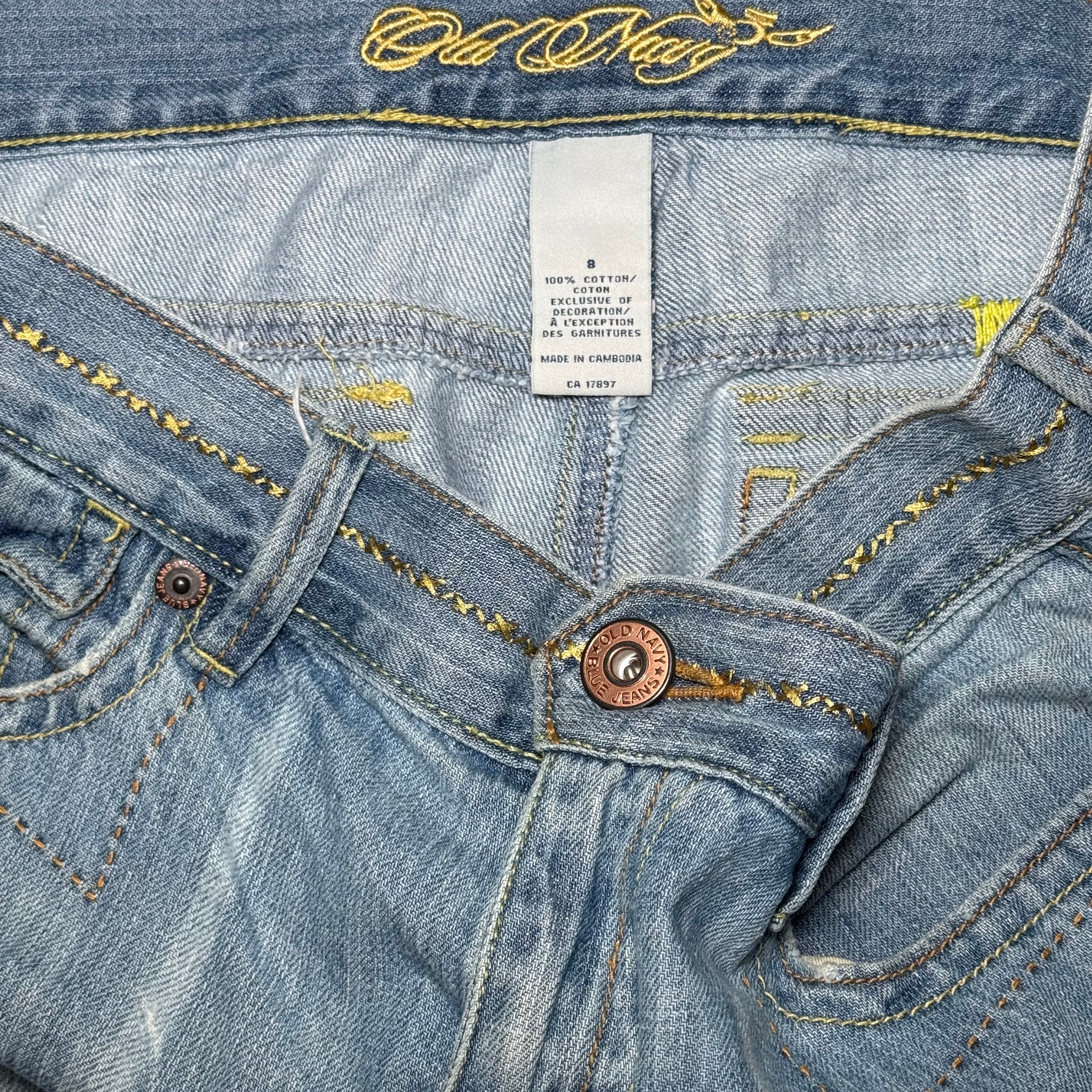 2000s Old Navy Patchwork Distressed Denim Capris