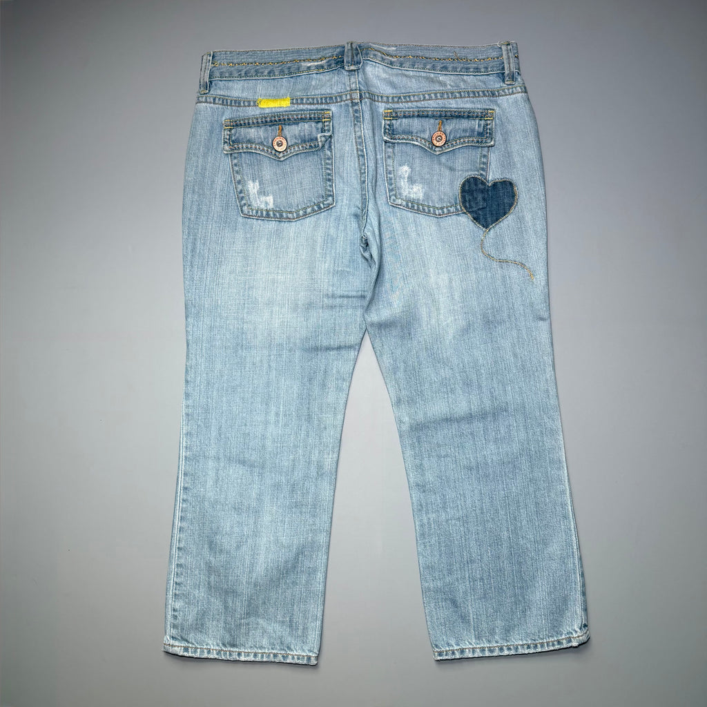 2000s Old Navy Patchwork Distressed Denim Capris