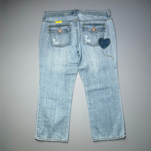 2000s Old Navy Patchwork Distressed Denim Capris