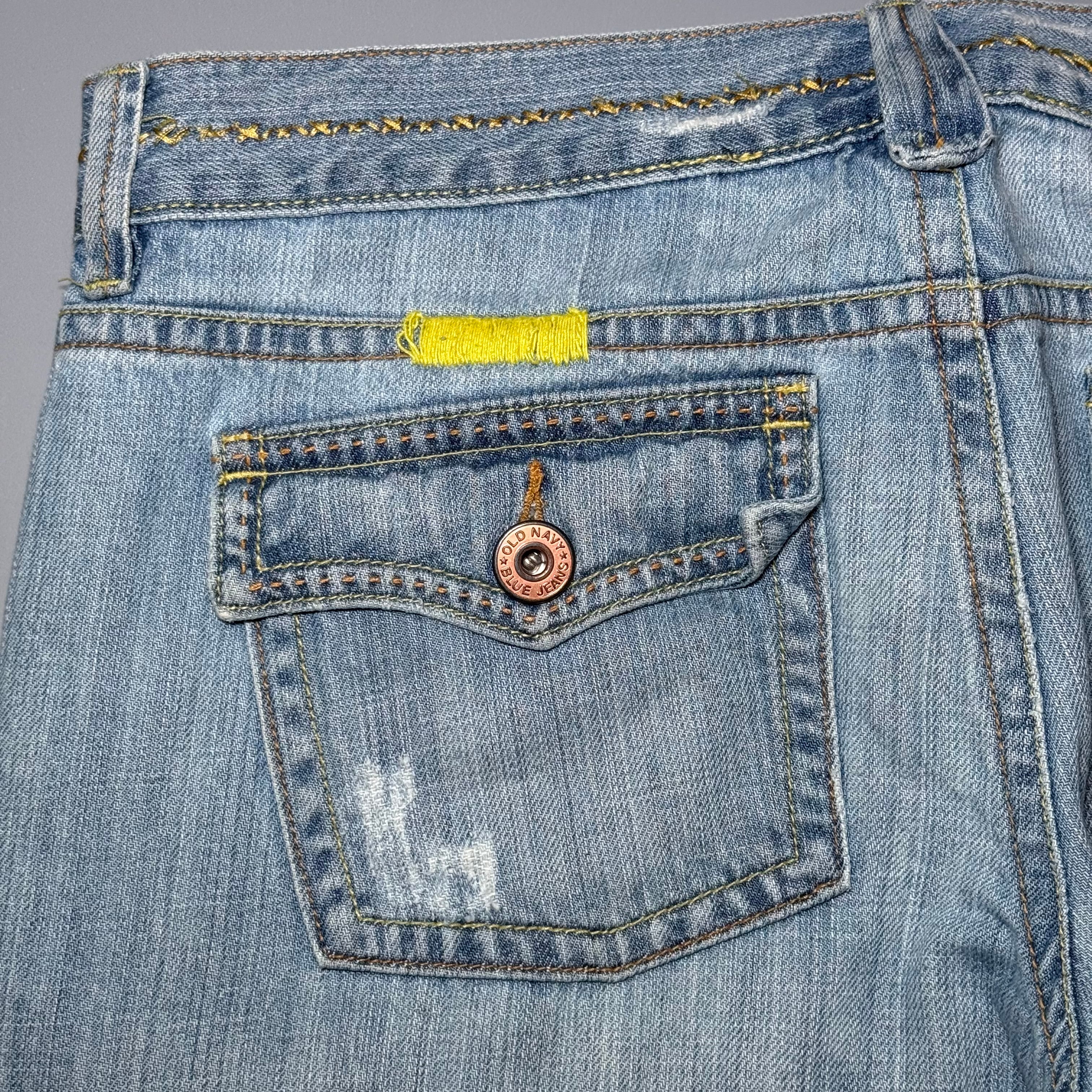 2000s Old Navy Patchwork Distressed Denim Capris