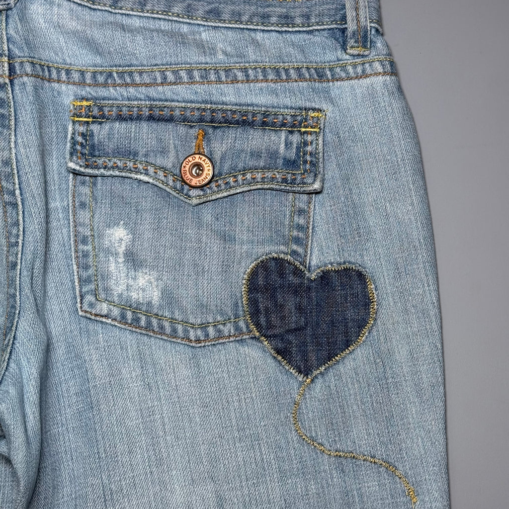 2000s Old Navy Patchwork Distressed Denim Capris