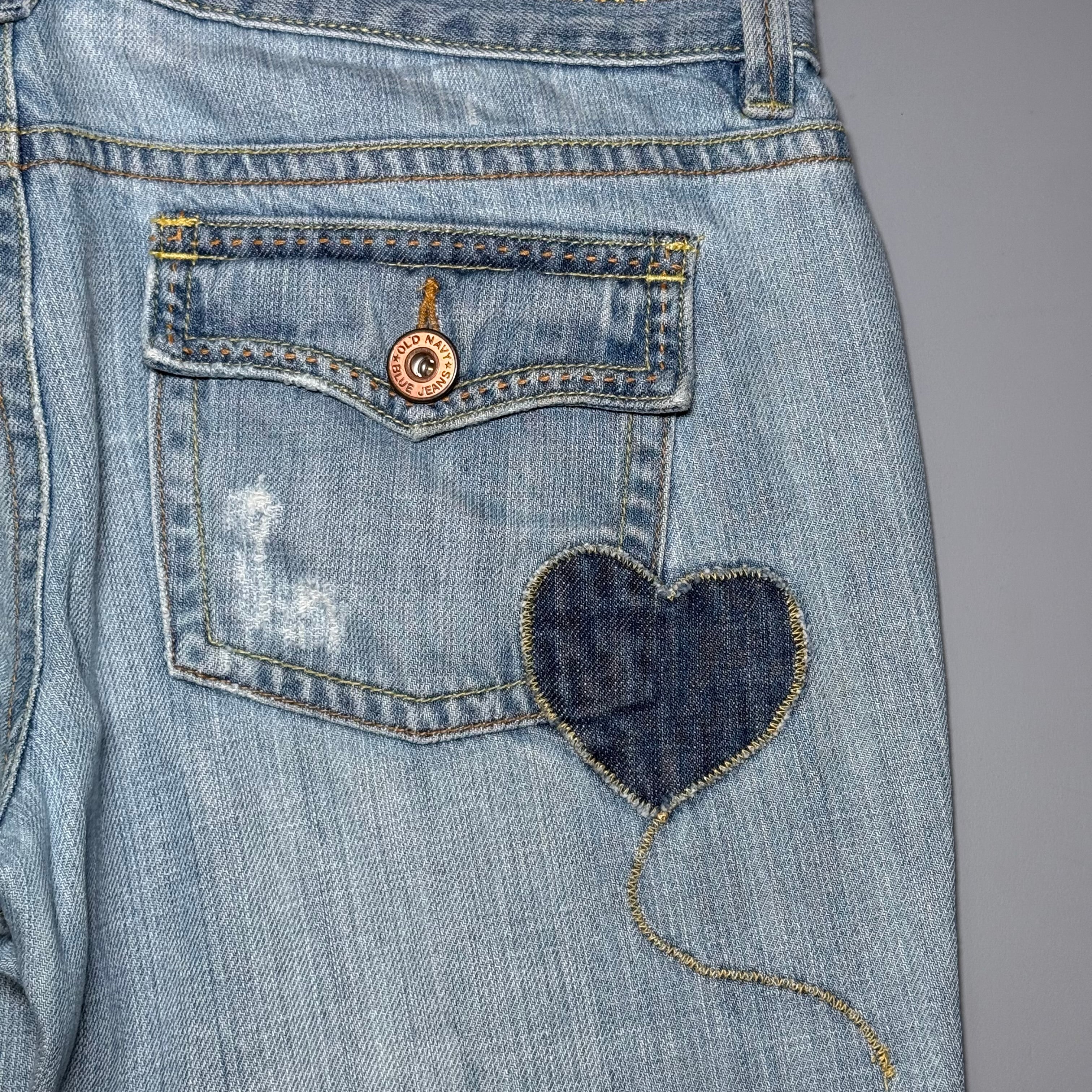 2000s Old Navy Patchwork Distressed Denim Capris