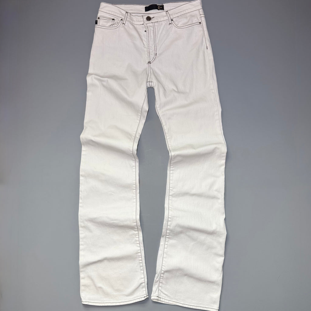 Just Cavalli Crystal JC Logo White Flare Jeans