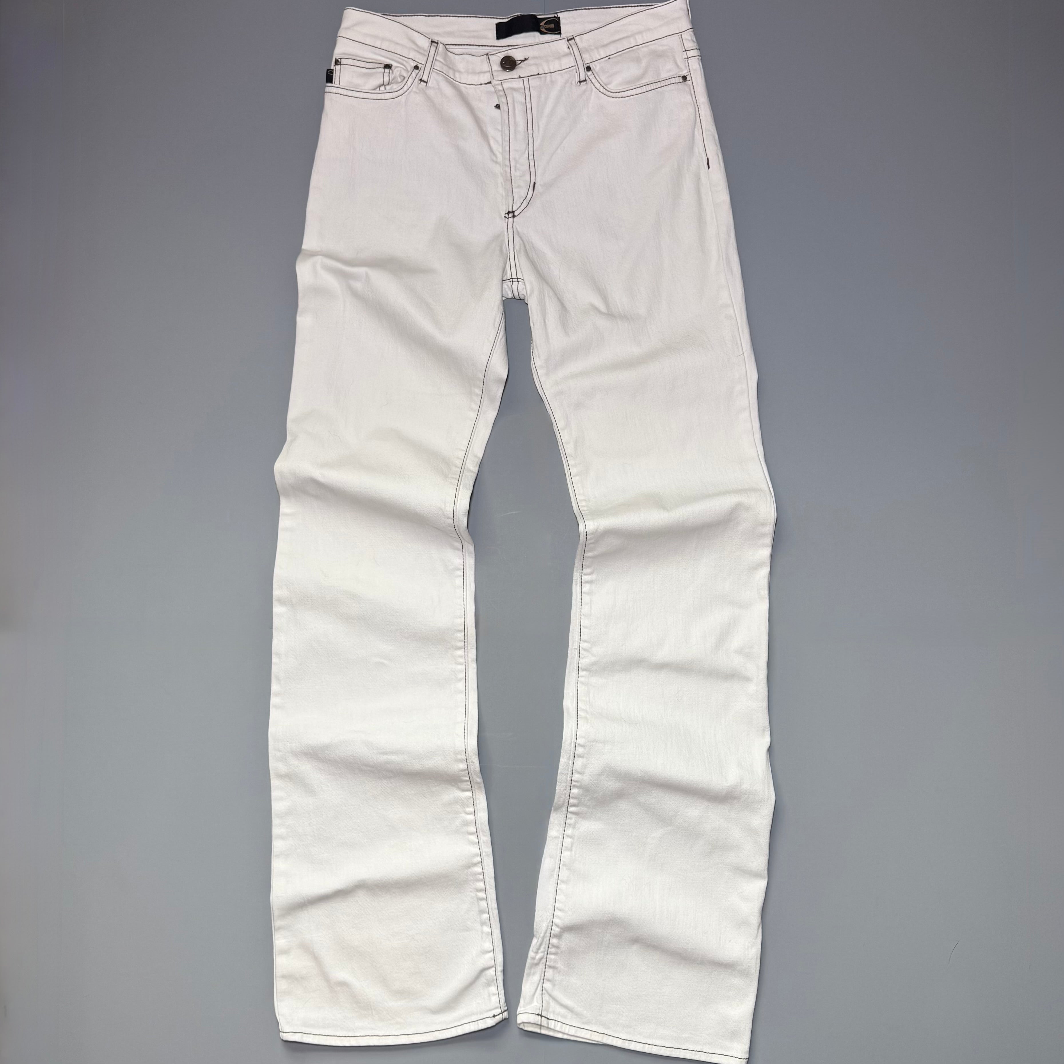 Just Cavalli Crystal JC Logo White Flare Jeans