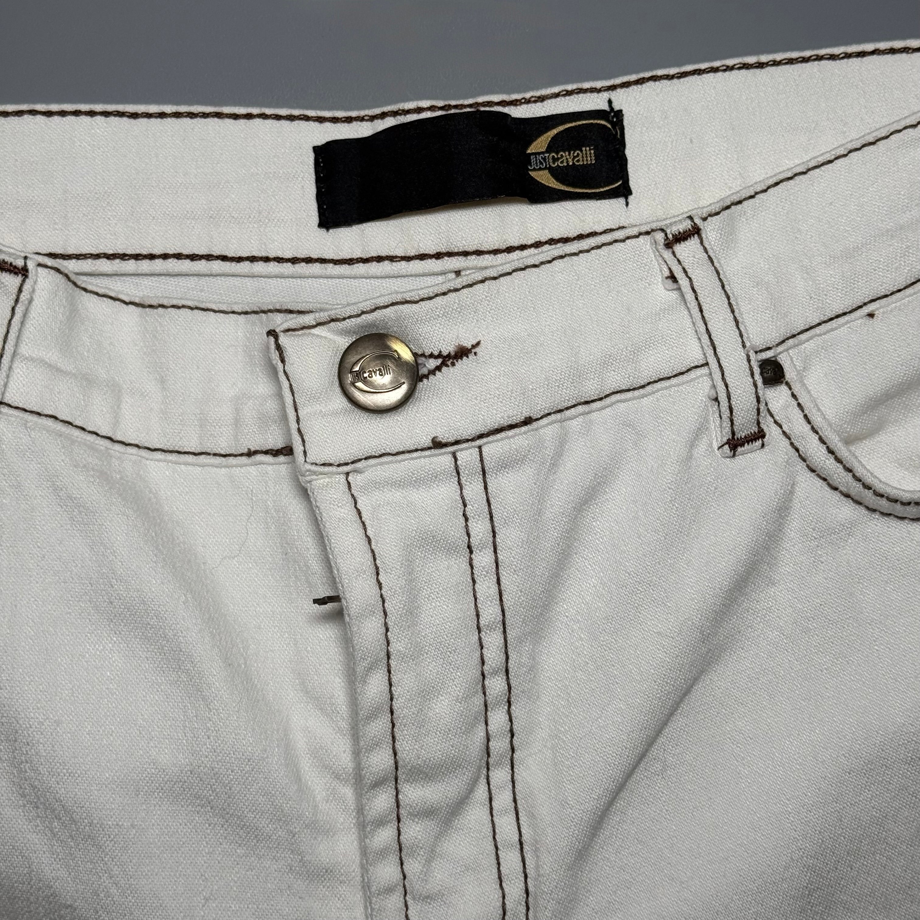 Just Cavalli Crystal JC Logo White Flare Jeans