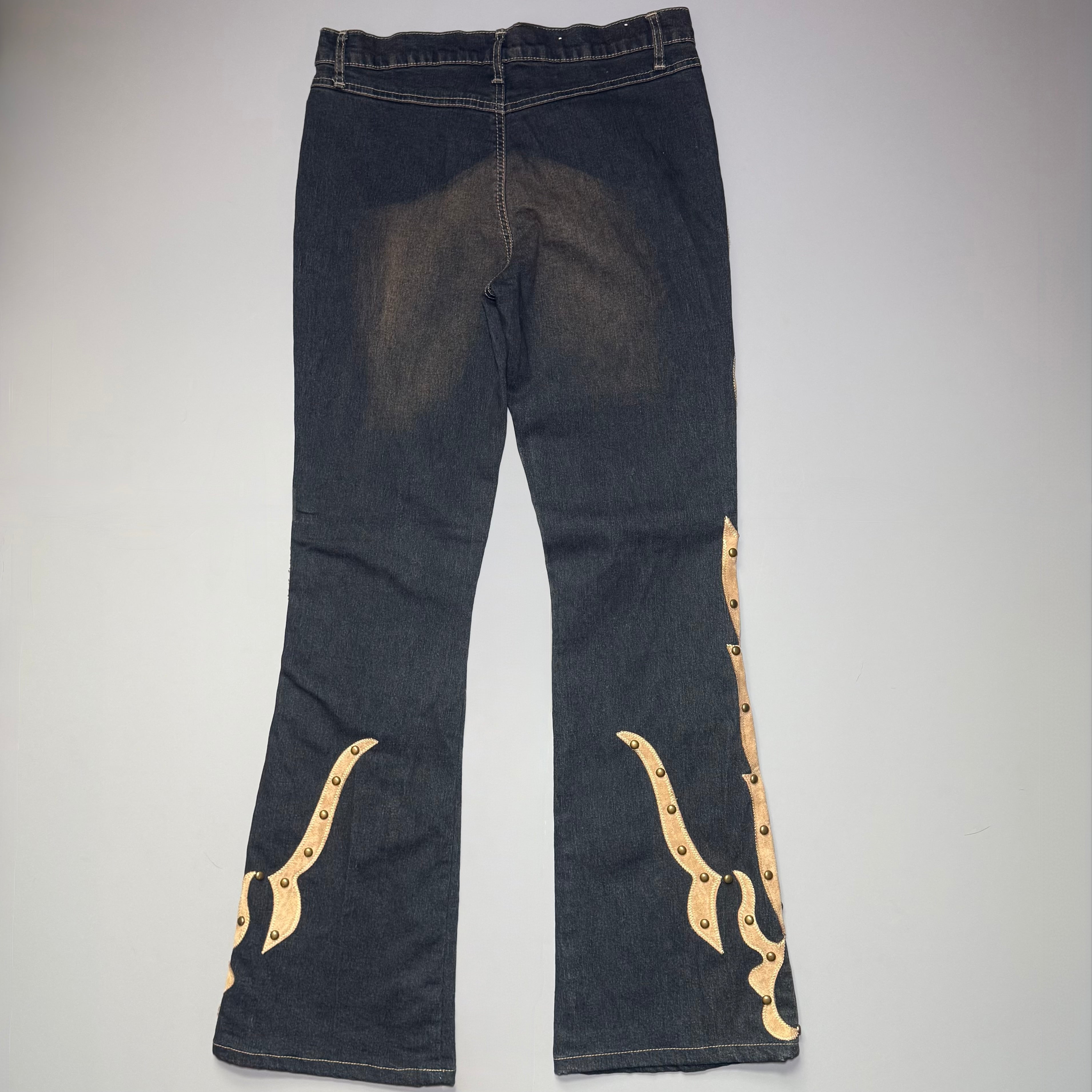 Y2K YOUNIQUE Flame Studded Flare Jeans