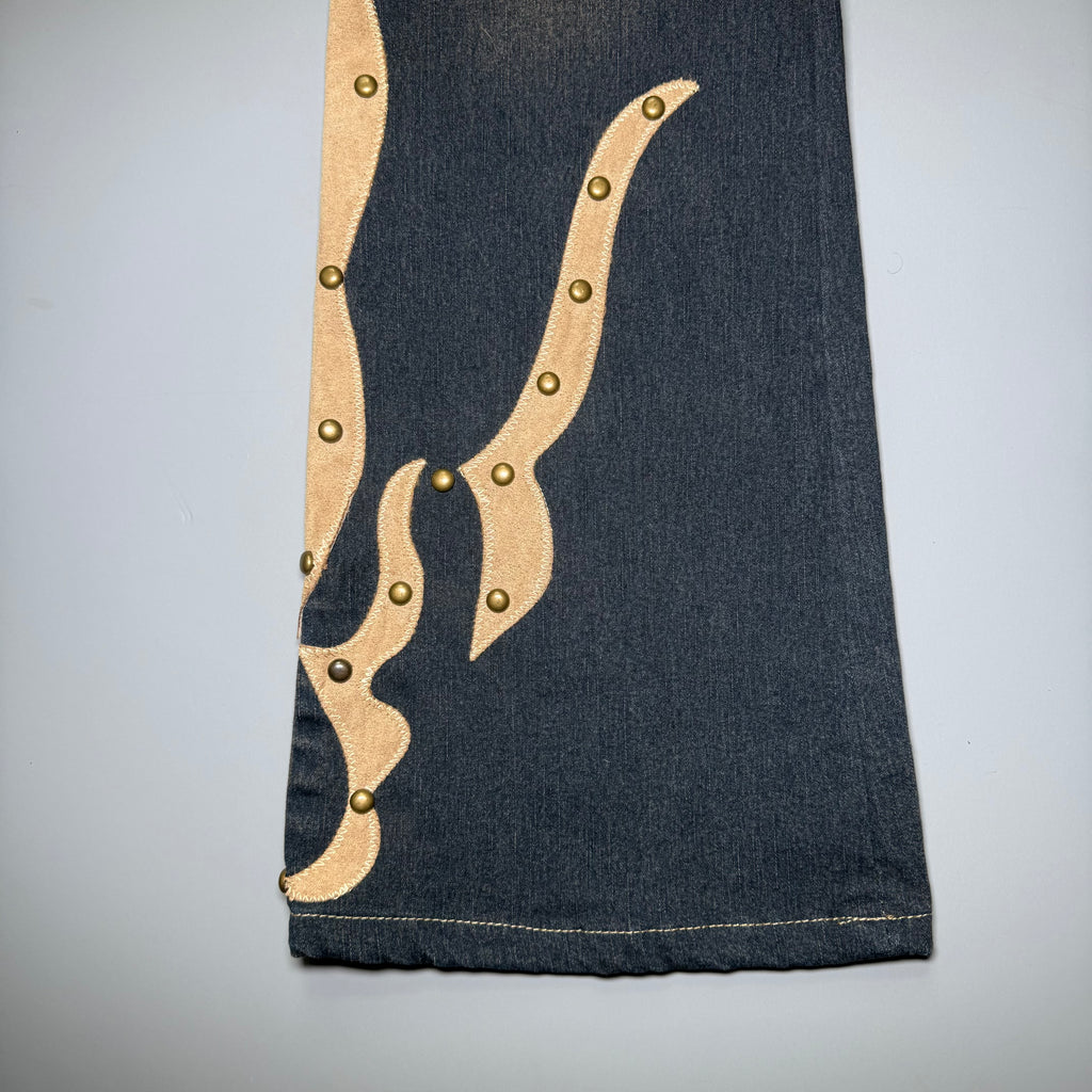 Y2K YOUNIQUE Flame Studded Flare Jeans