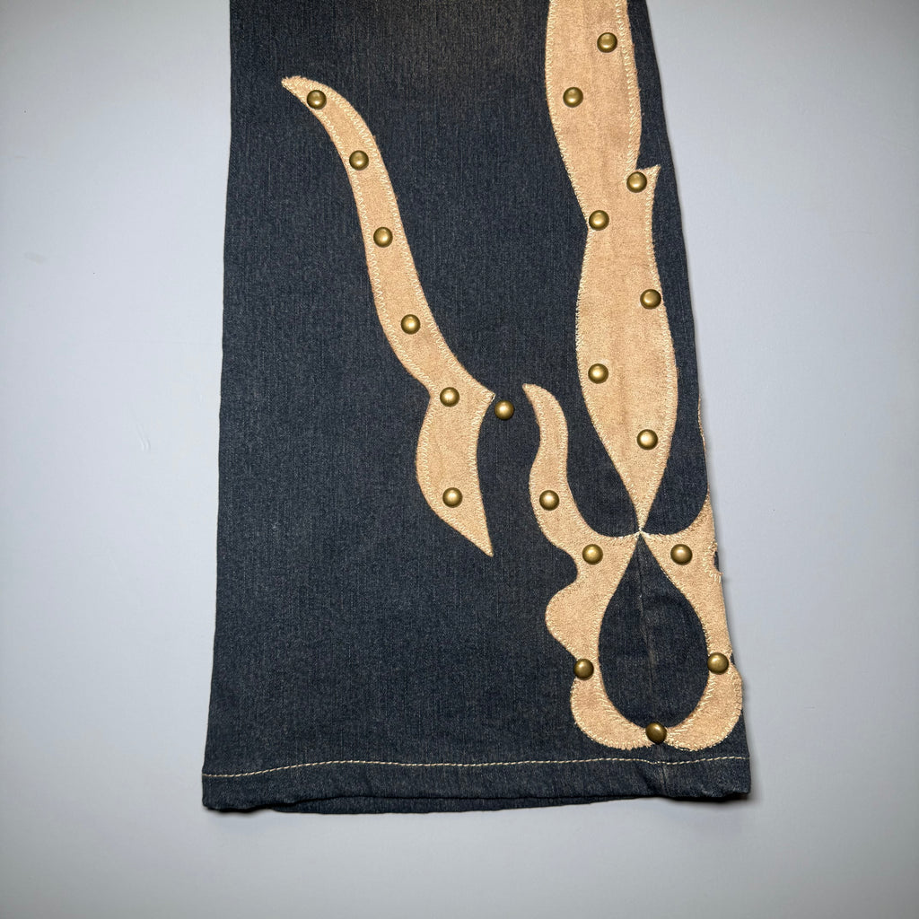 Y2K YOUNIQUE Flame Studded Flare Jeans