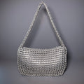 Escama Studio Silver Pop-Top Chainmail Crochet Shoulder Bag