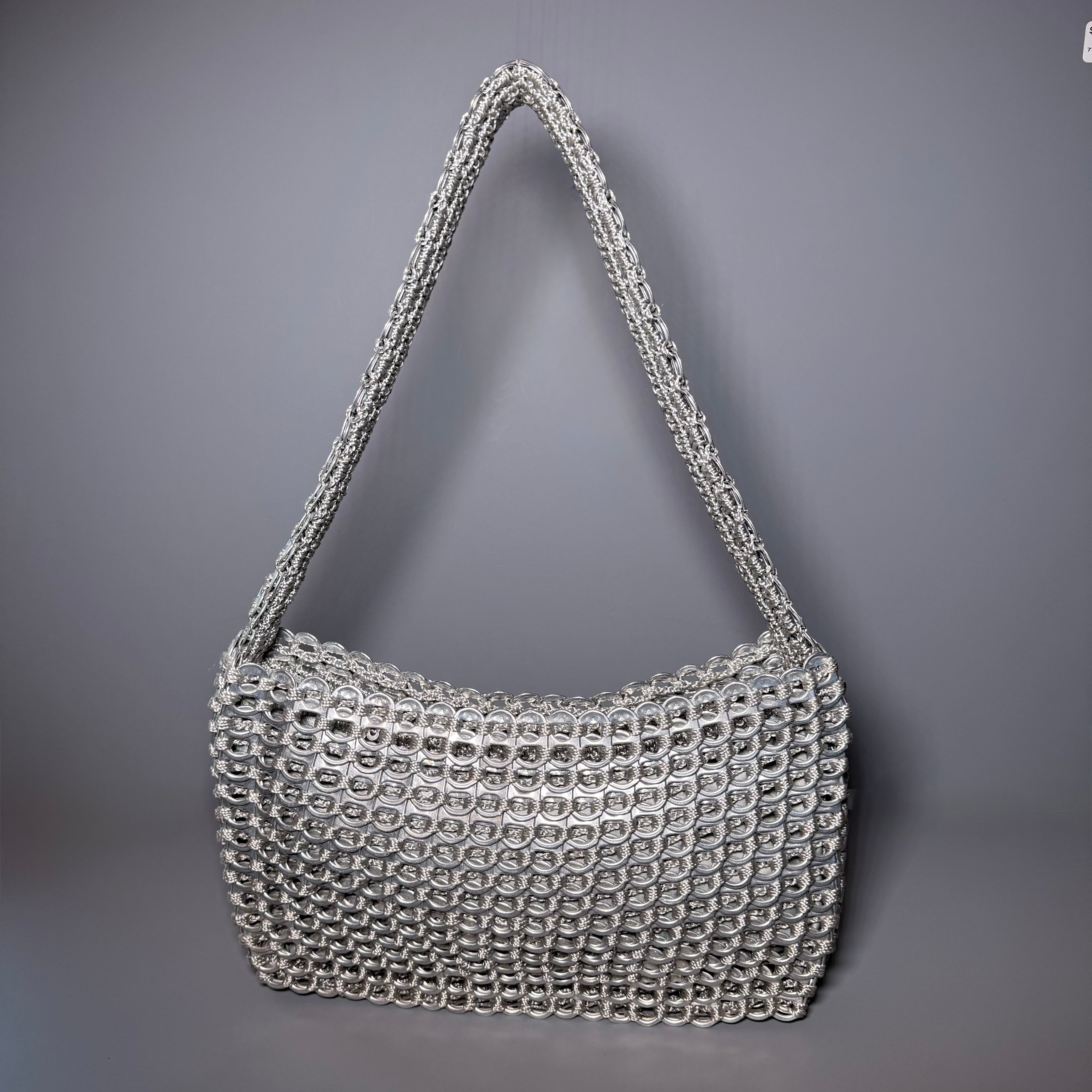 Escama Studio Silver Pop-Top Chainmail Crochet Shoulder Bag