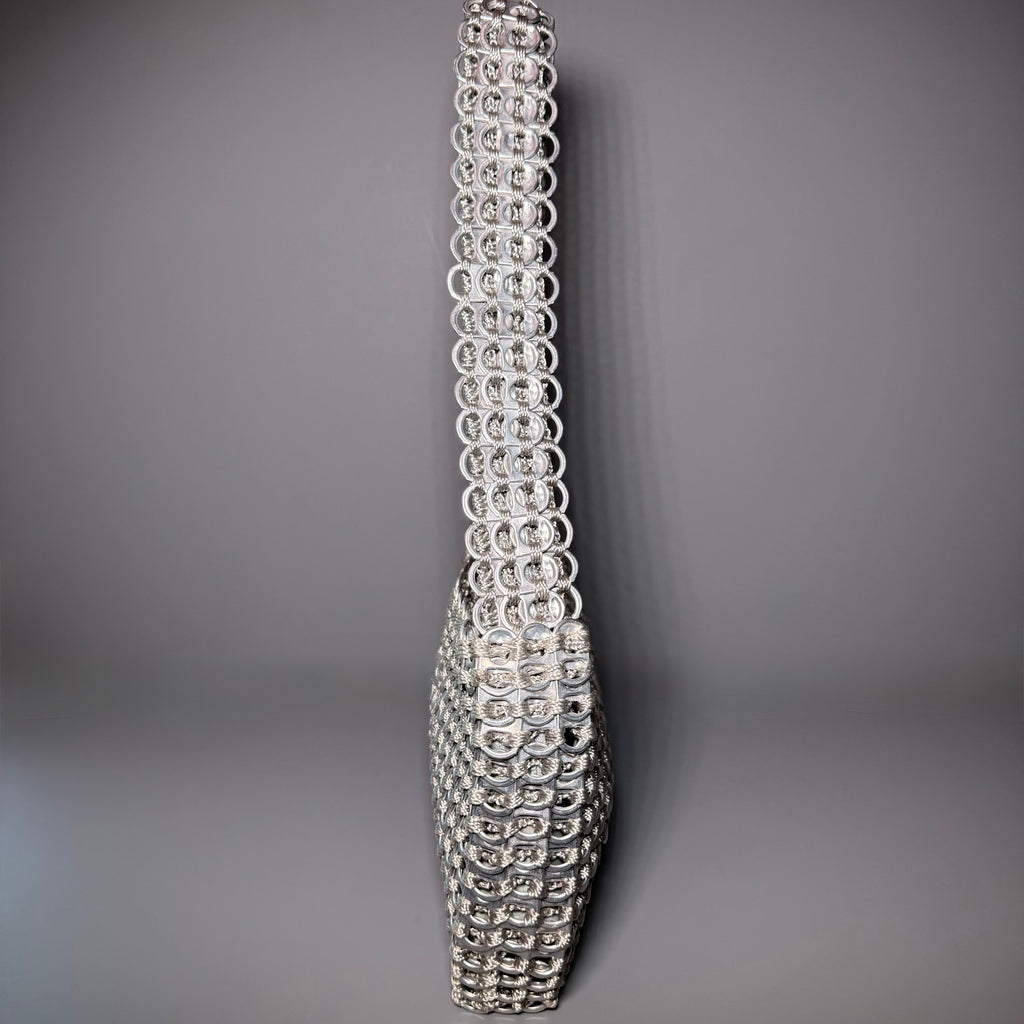 Escama Studio Silver Pop-Top Chainmail Crochet Shoulder Bag