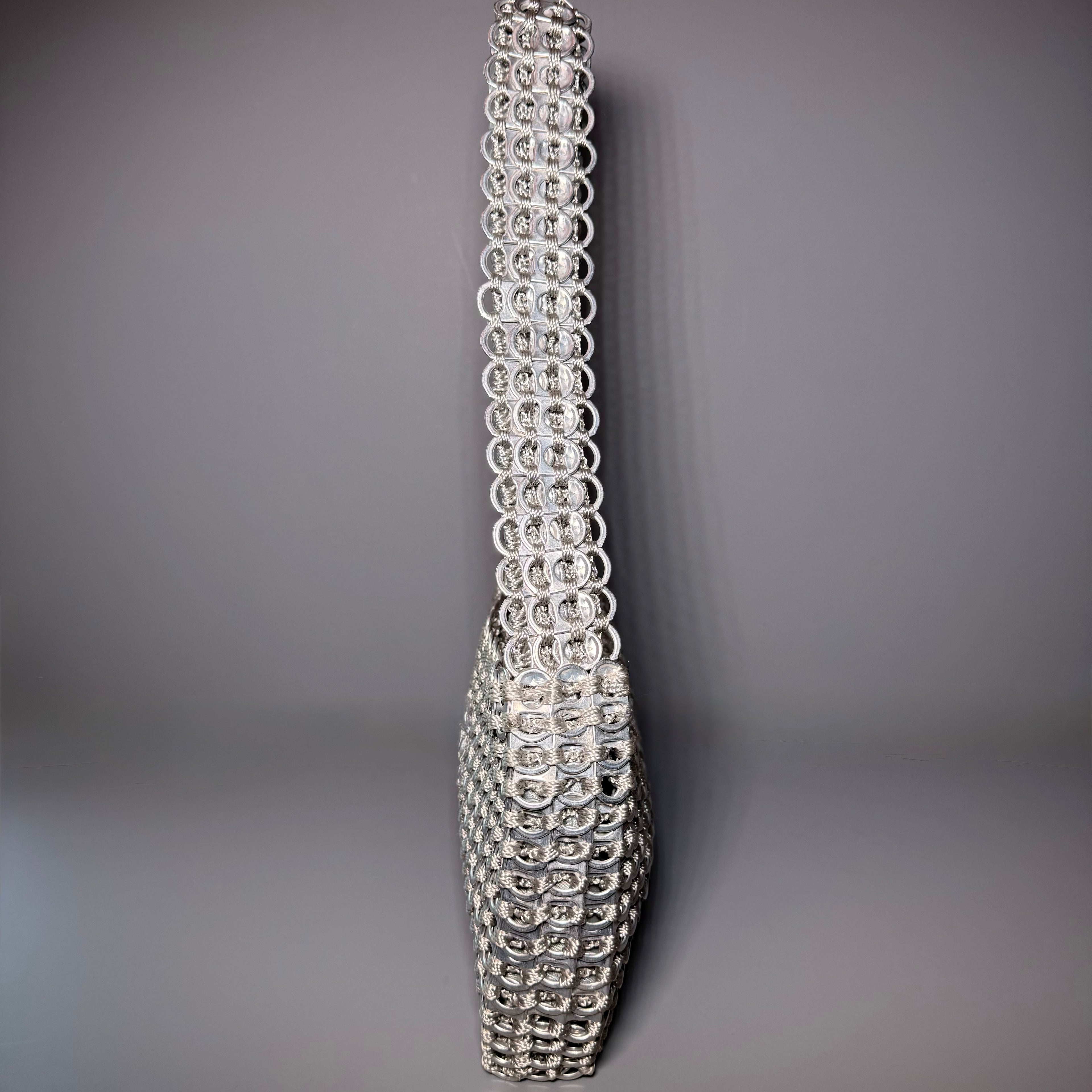 Escama Studio Silver Pop-Top Chainmail Crochet Shoulder Bag