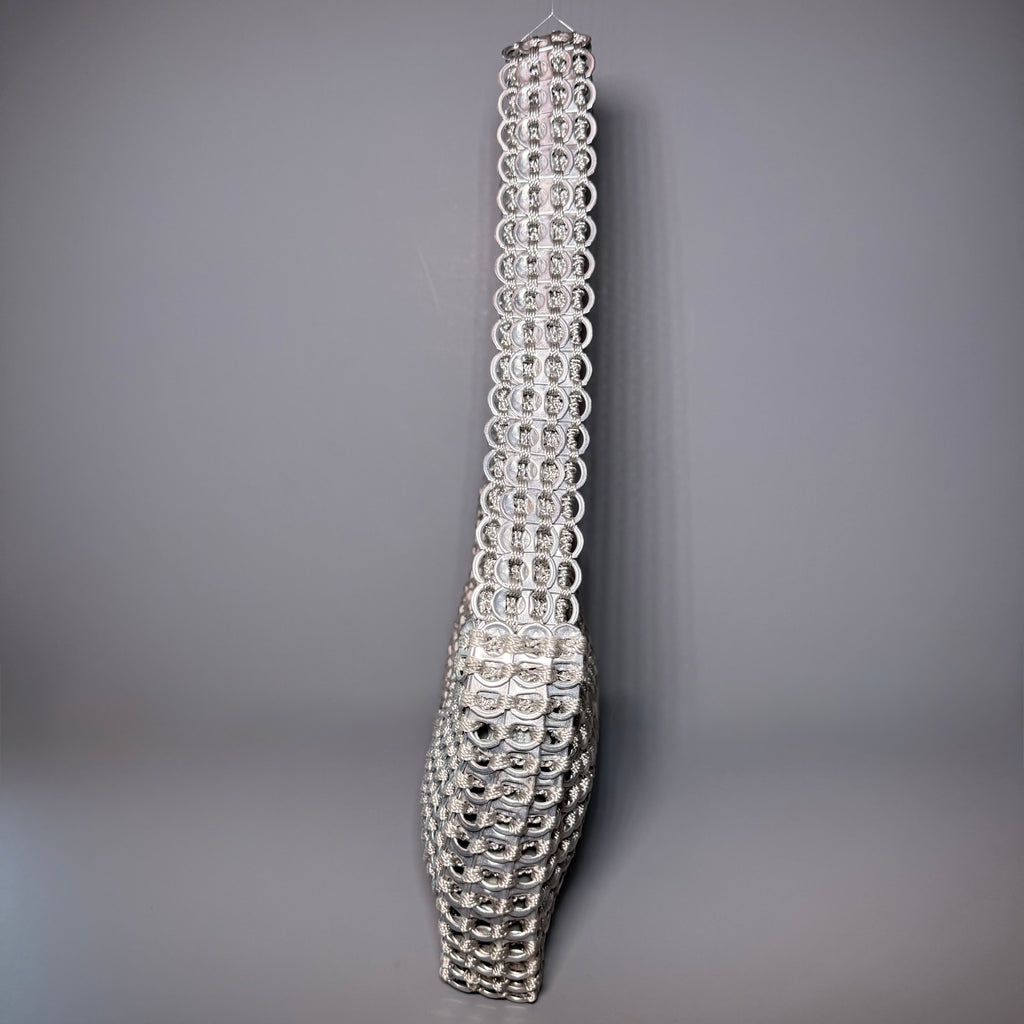 Escama Studio Silver Pop-Top Chainmail Crochet Shoulder Bag