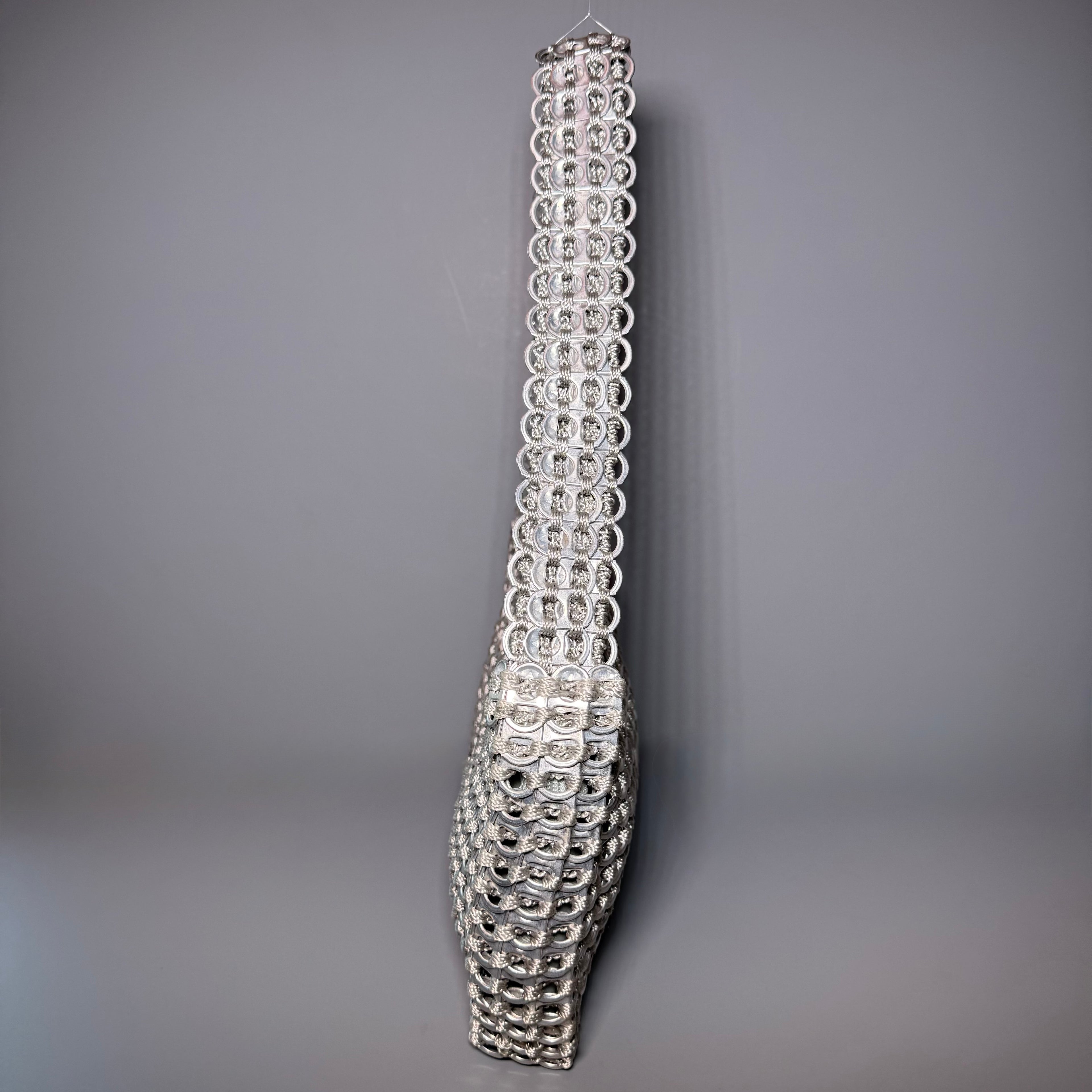 Escama Studio Silver Pop-Top Chainmail Crochet Shoulder Bag
