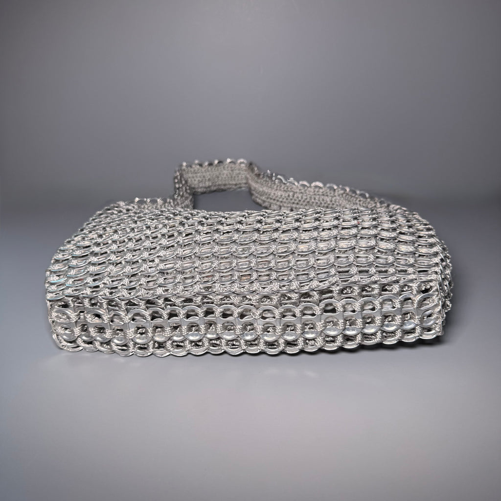 Escama Studio Silver Pop-Top Chainmail Crochet Shoulder Bag