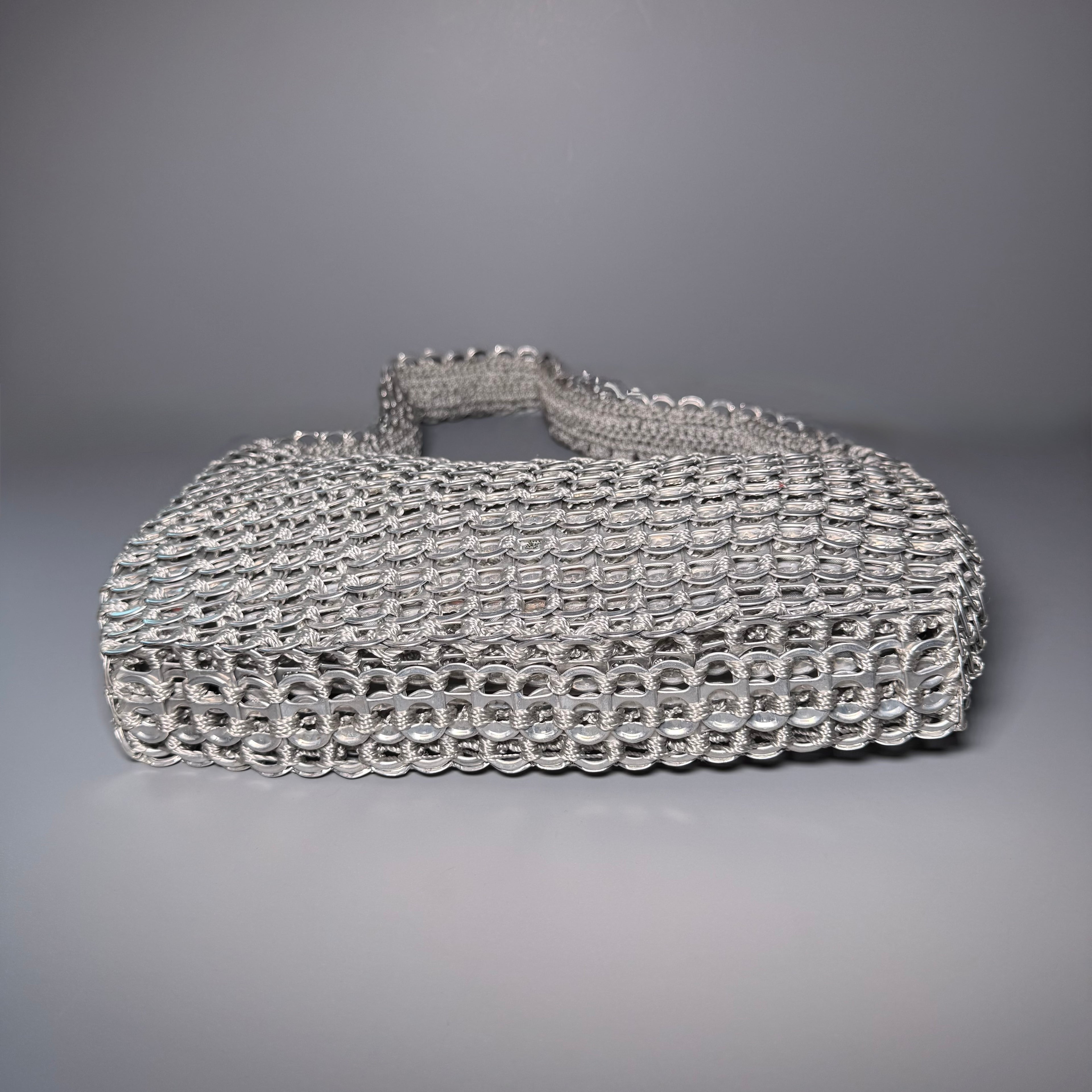Escama Studio Silver Pop-Top Chainmail Crochet Shoulder Bag