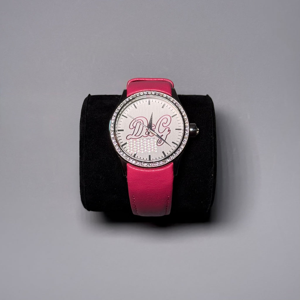 D&G Dolce & Gabbana Time Pink Crystal Logo Watch