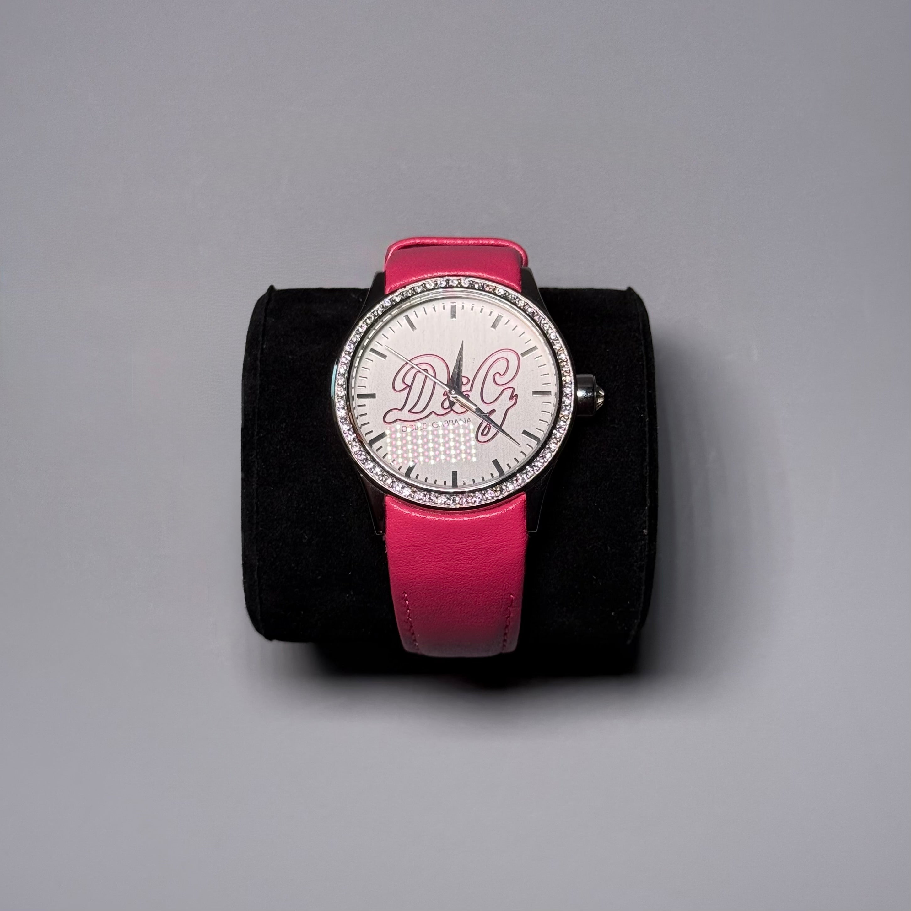 D&G Dolce & Gabbana Time Pink Crystal Logo Watch