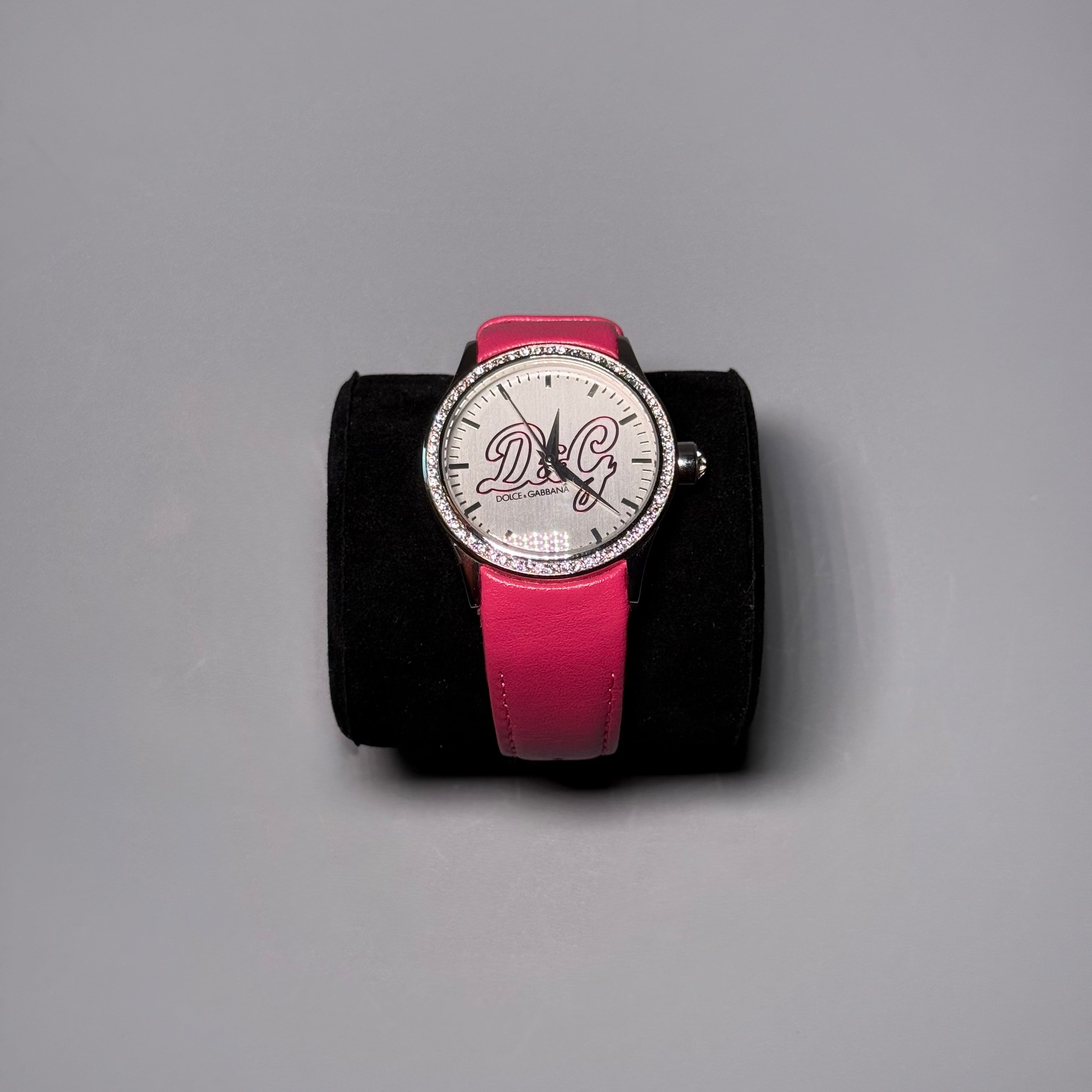 D&G Dolce & Gabbana Time Pink Crystal Logo Watch
