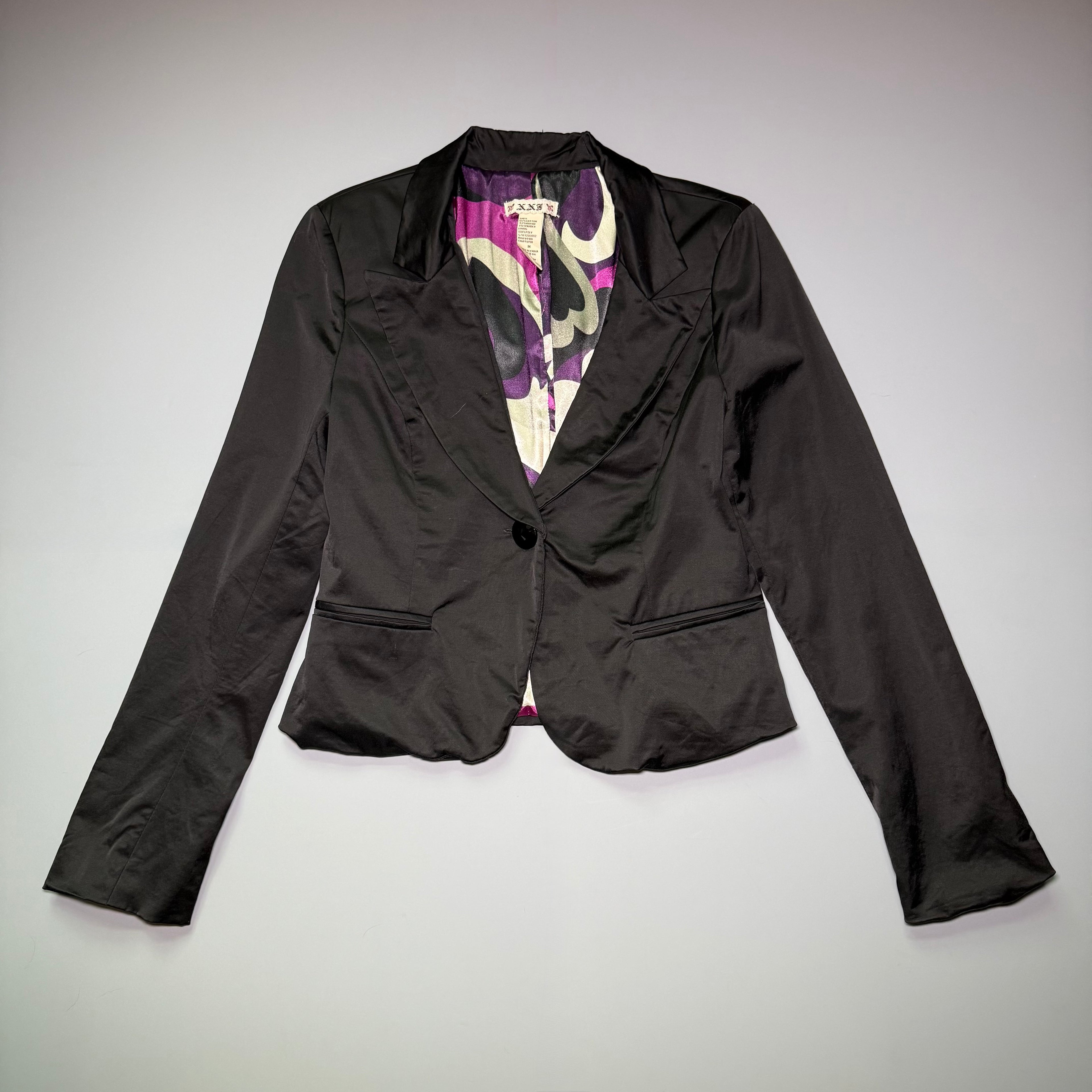 XXI Forever 21 Silk Blend Satin Cropped Blazer