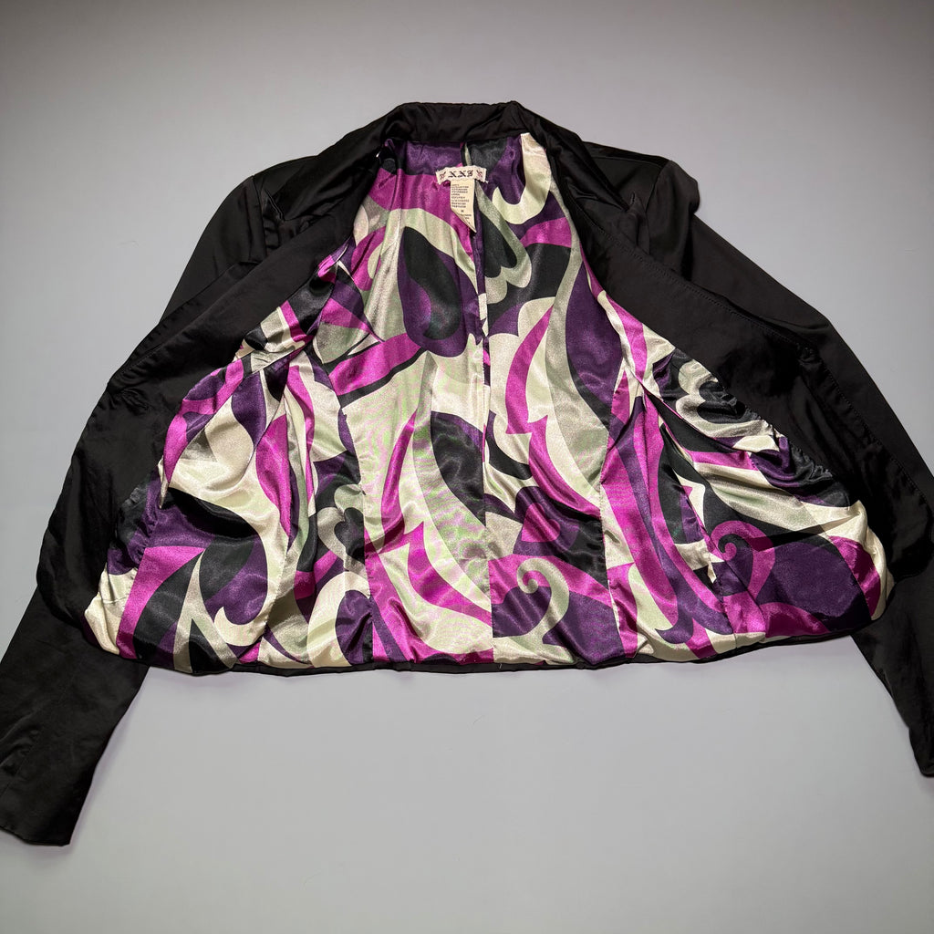 XXI Forever 21 Silk Blend Satin Cropped Blazer