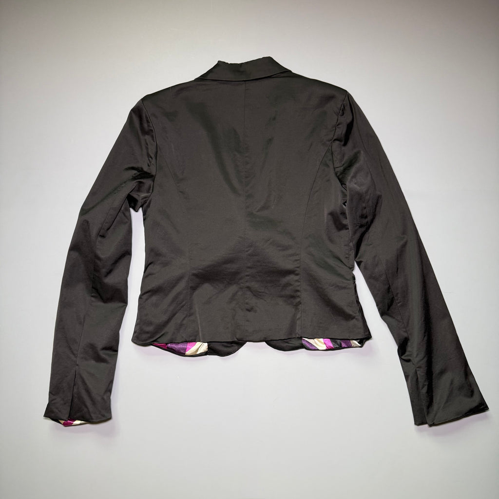 XXI Forever 21 Silk Blend Satin Cropped Blazer