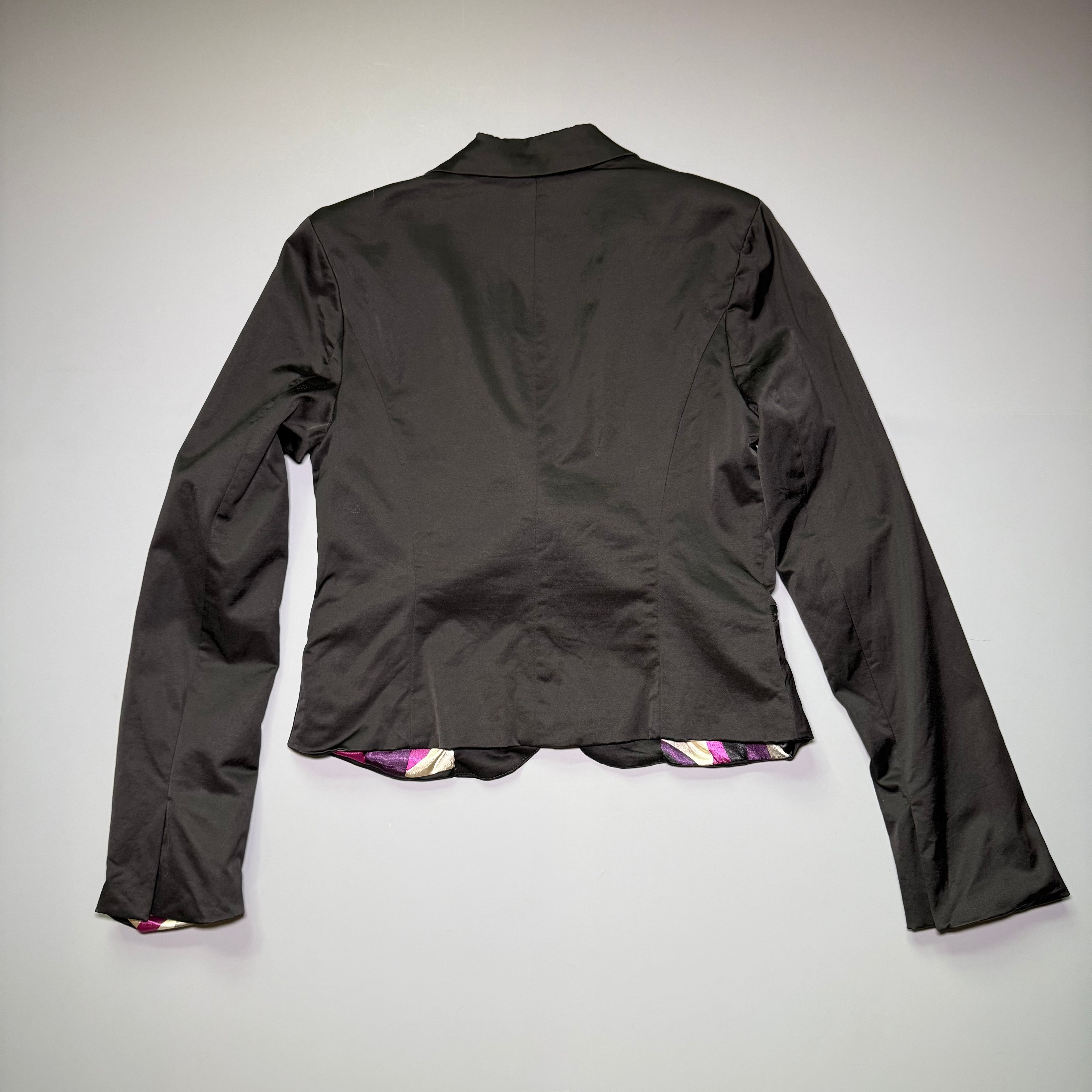 XXI Forever 21 Silk Blend Satin Cropped Blazer