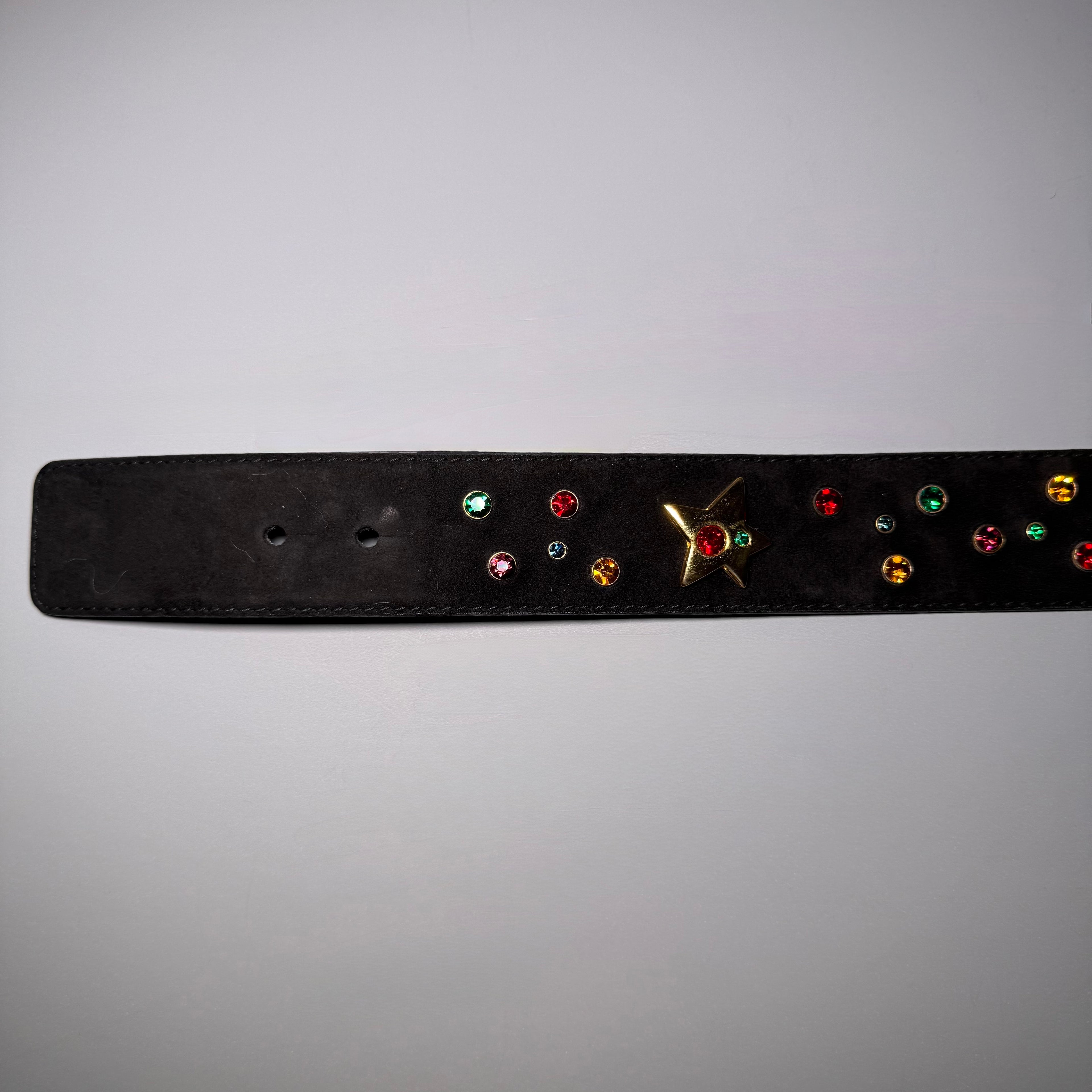 Rare ESCADA Western Germany Rhinestone Star Suede Belt 🌟