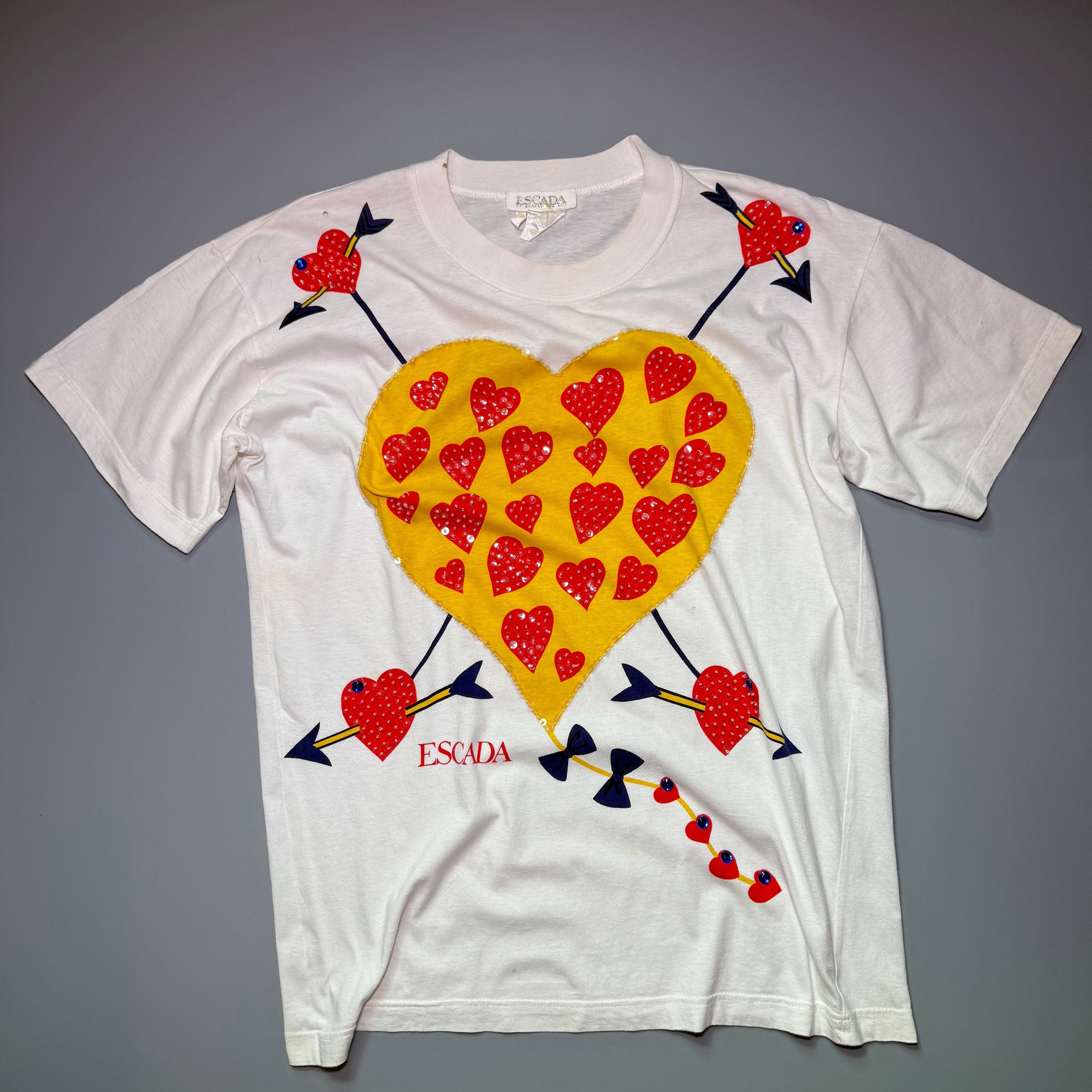90s Escada By Margaretha Ley Heart Sequin Tee Shirt